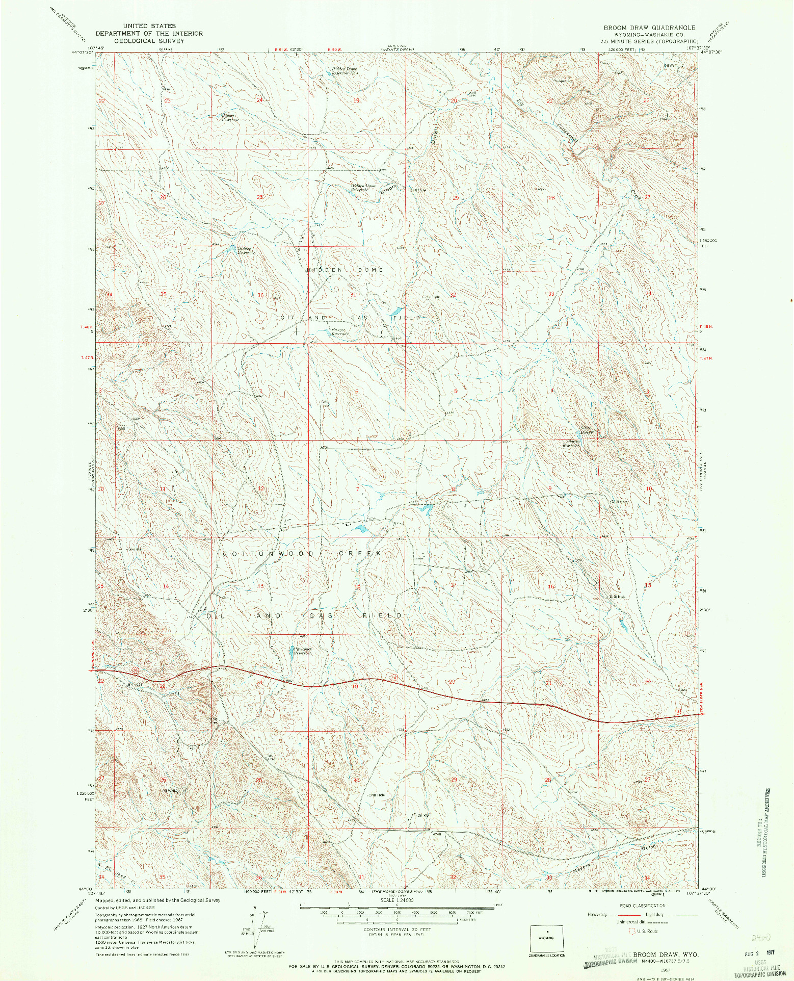 USGS 1:24000-SCALE QUADRANGLE FOR BROOM DRAW, WY 1967