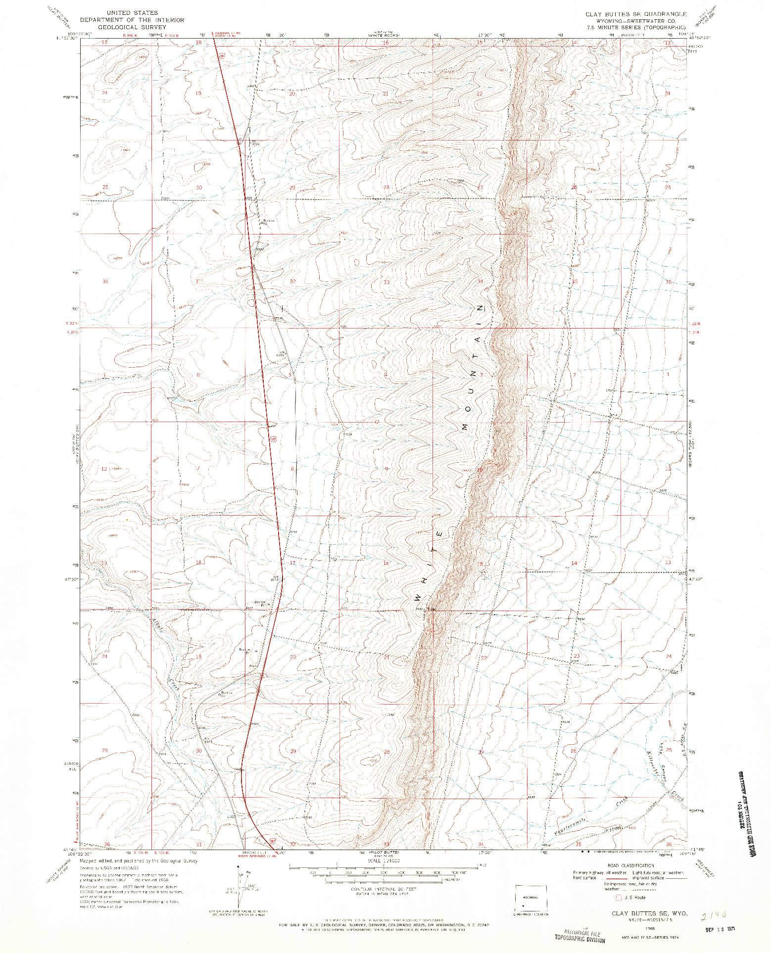 USGS 1:24000-SCALE QUADRANGLE FOR CLAY BUTTES SE, WY 1968