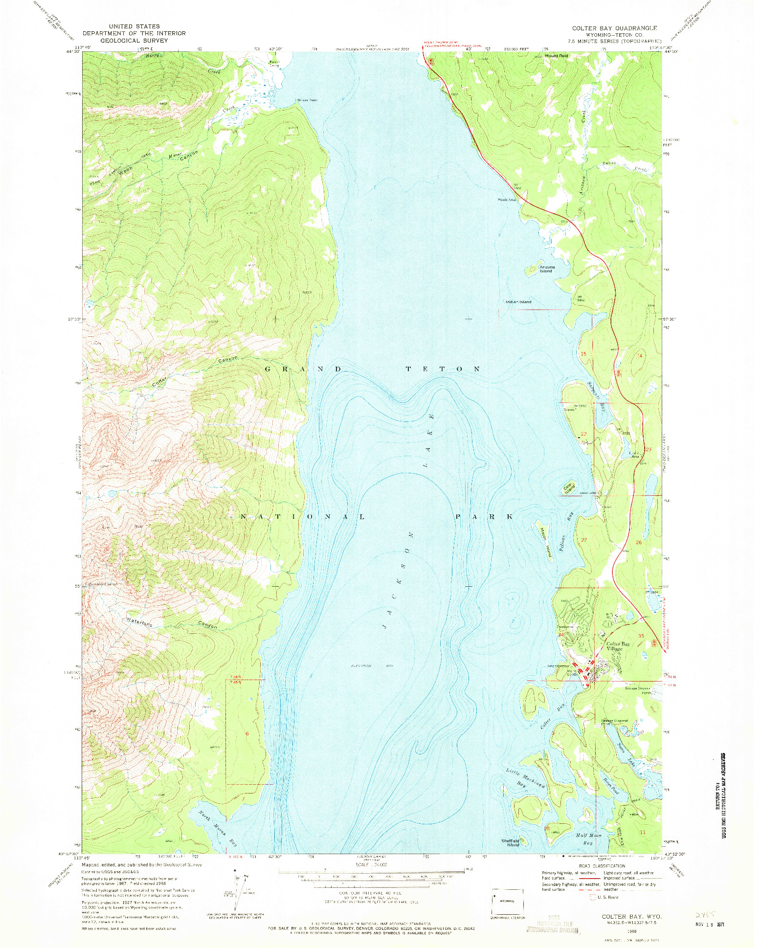 USGS 1:24000-SCALE QUADRANGLE FOR COLTER BAY, WY 1968