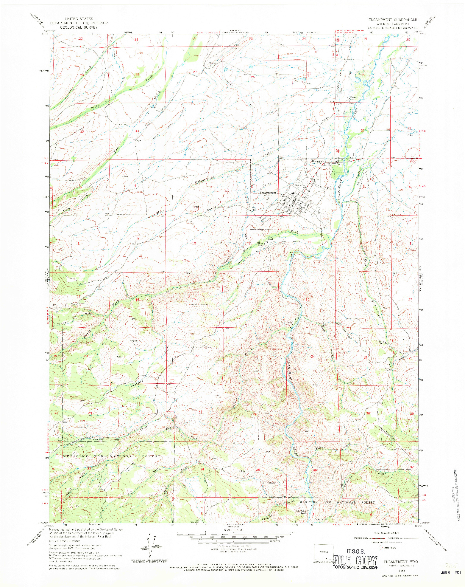 USGS 1:24000-SCALE QUADRANGLE FOR ENCAMPMENT, WY 1961