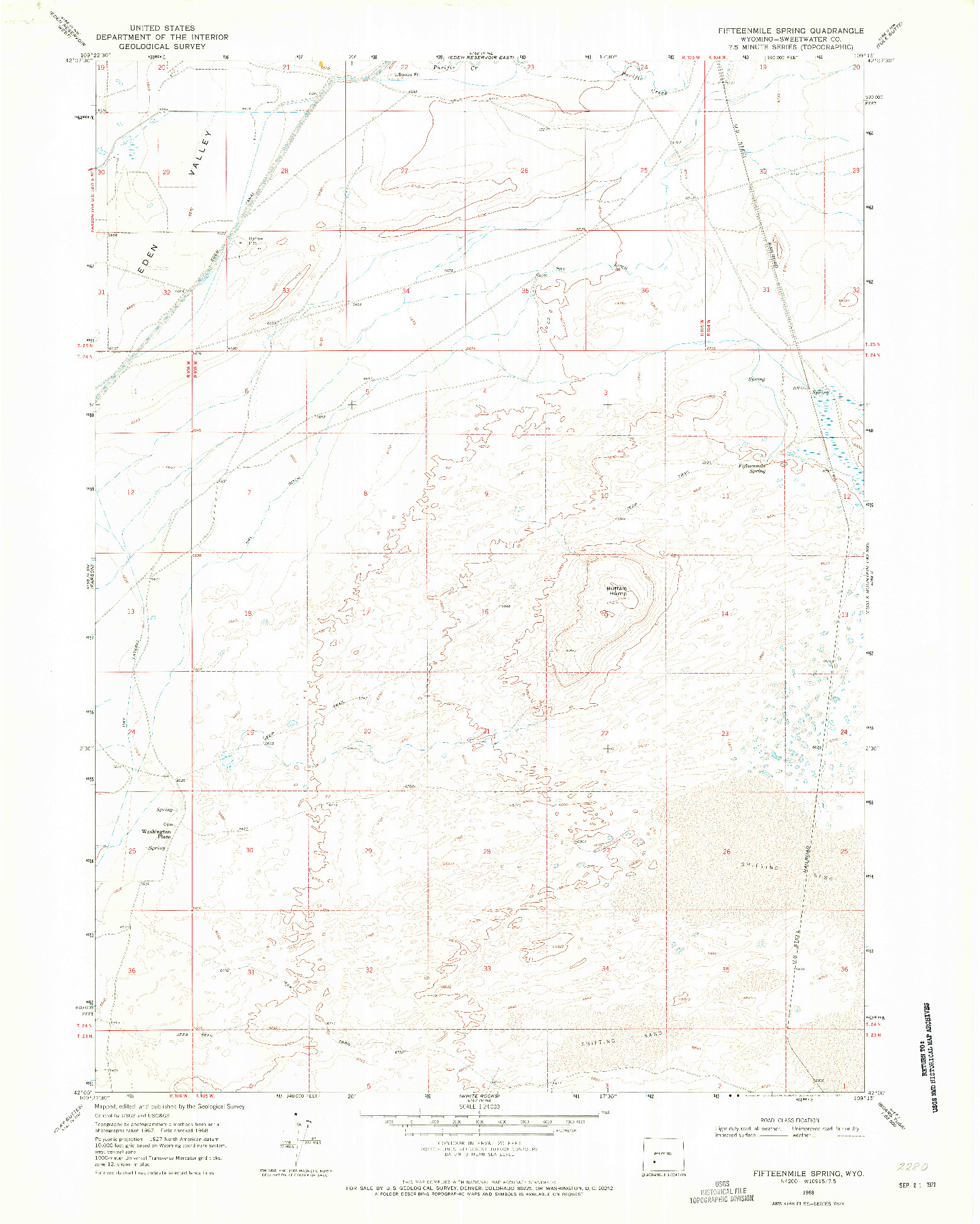 USGS 1:24000-SCALE QUADRANGLE FOR FIFTEENMILE SPRING, WY 1968