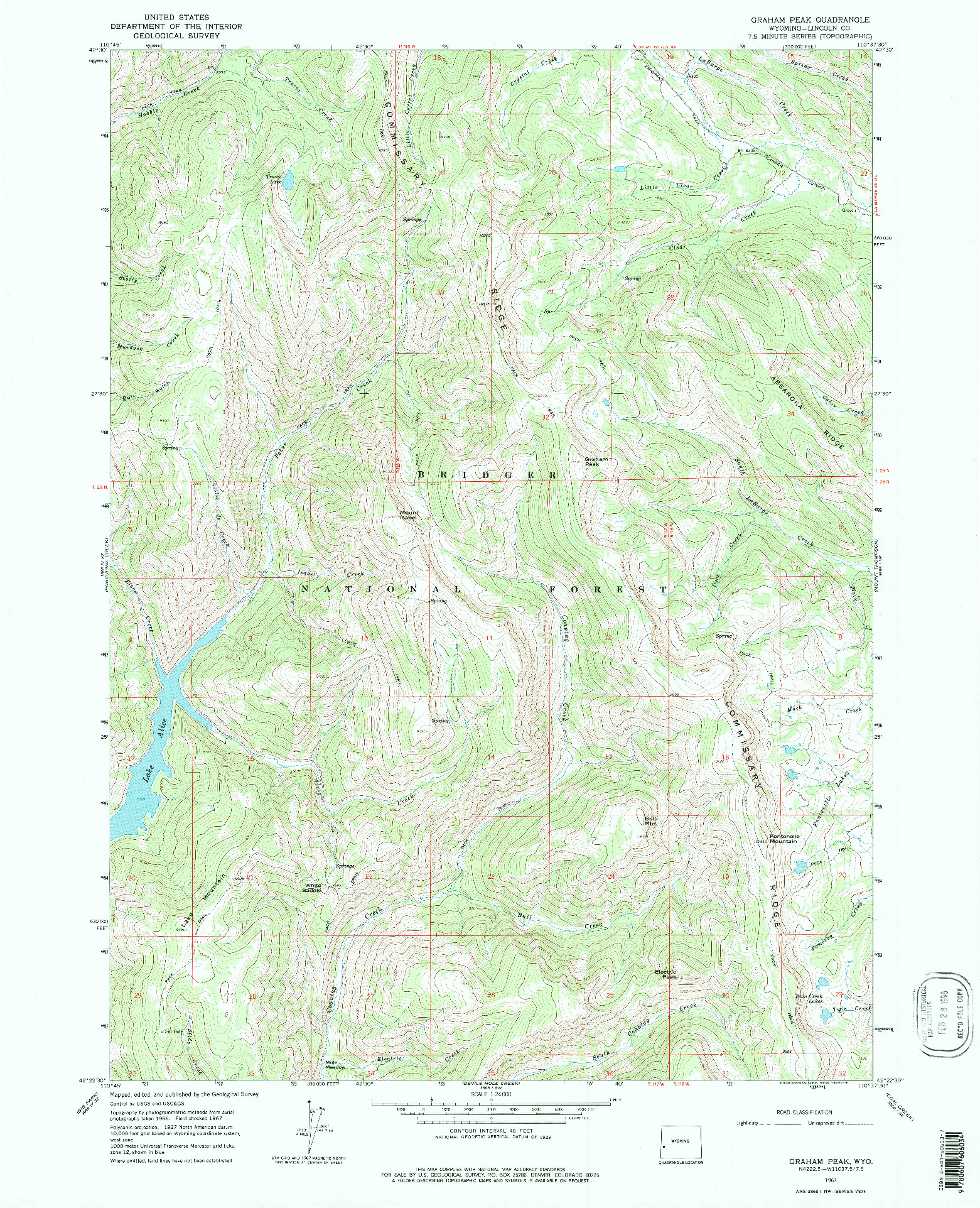 USGS 1:24000-SCALE QUADRANGLE FOR GRAHAM PEAK, WY 1967