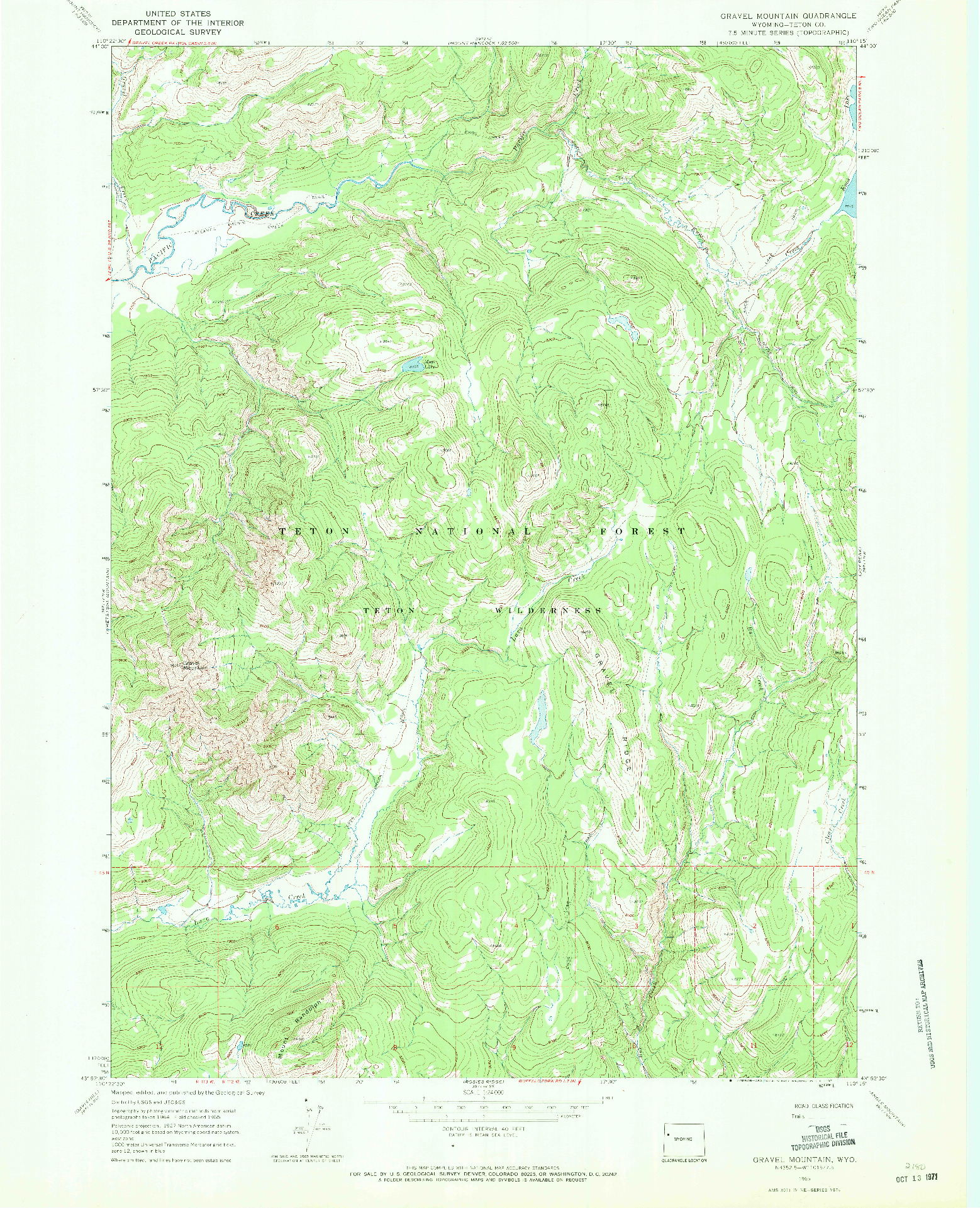 USGS 1:24000-SCALE QUADRANGLE FOR GRAVEL MOUNTAIN, WY 1965