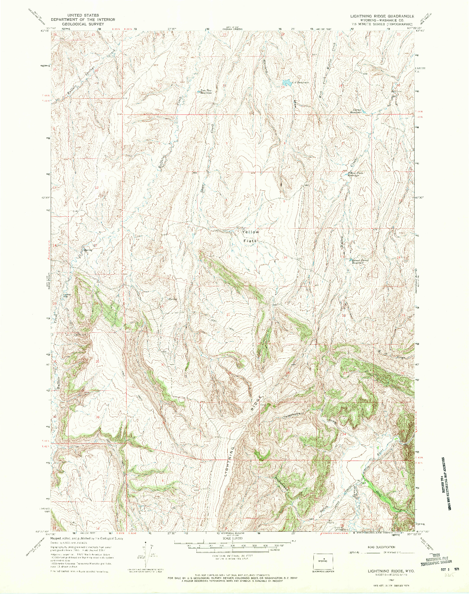 USGS 1:24000-SCALE QUADRANGLE FOR LIGHTNING RIDGE, WY 1967