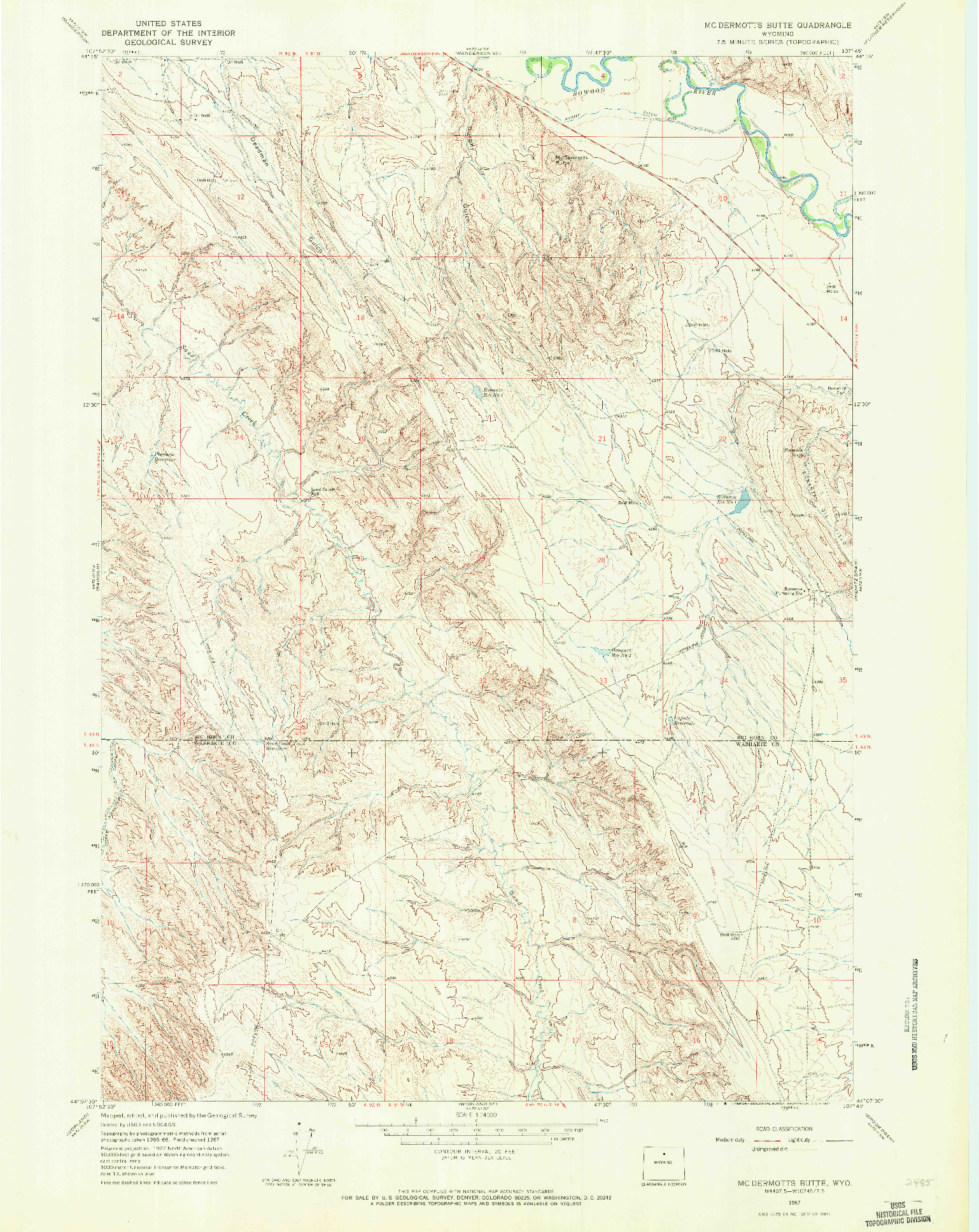 USGS 1:24000-SCALE QUADRANGLE FOR MC DERMOTTS BUTTE, WY 1967