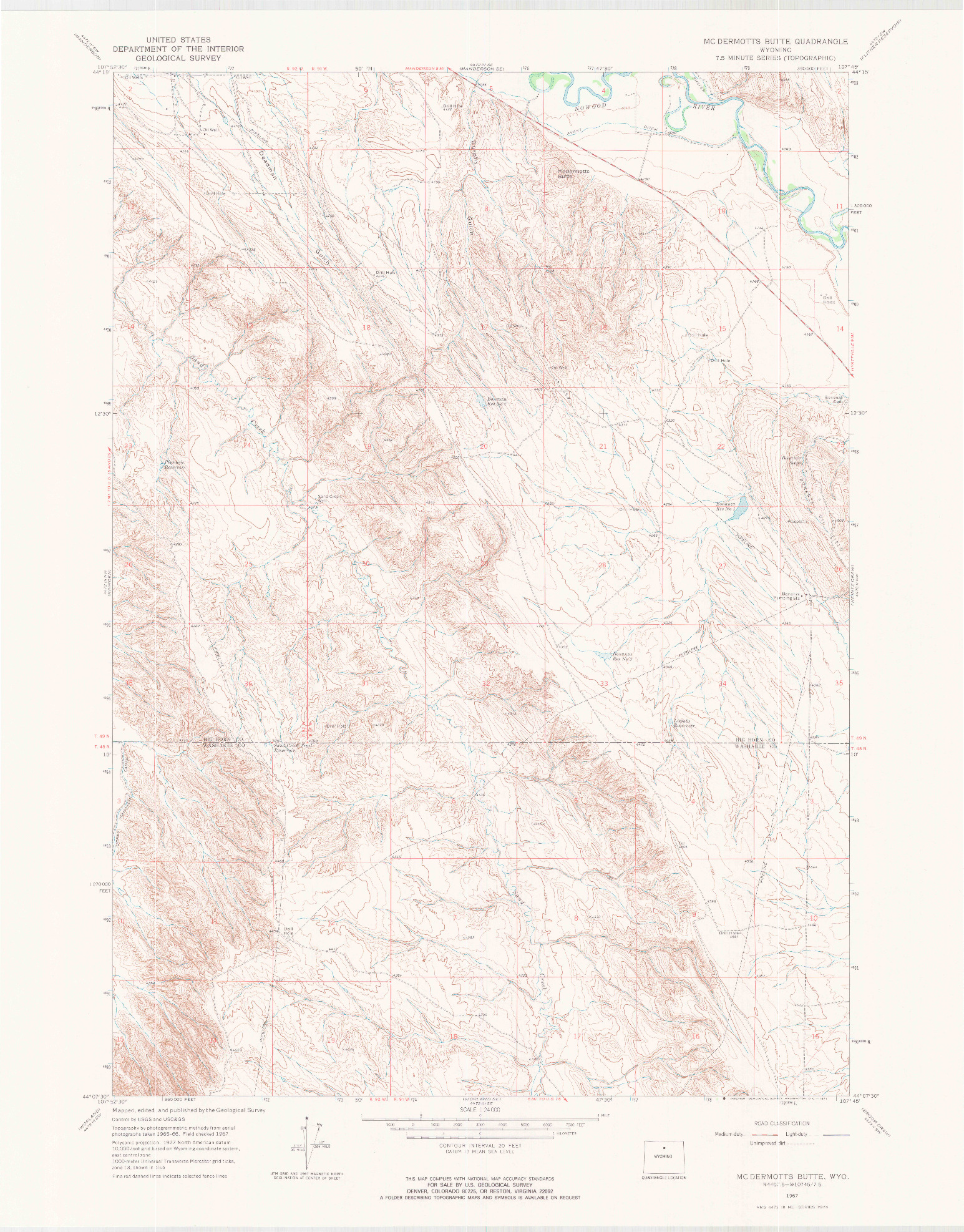 USGS 1:24000-SCALE QUADRANGLE FOR MCDERMOTTS BUTTE, WY 1967