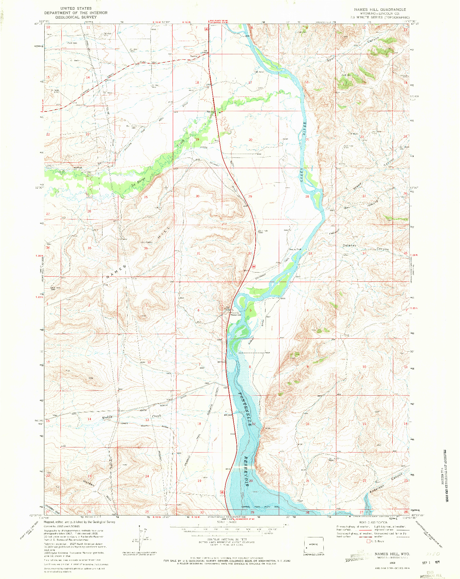 USGS 1:24000-SCALE QUADRANGLE FOR NAMES HILL, WY 1968