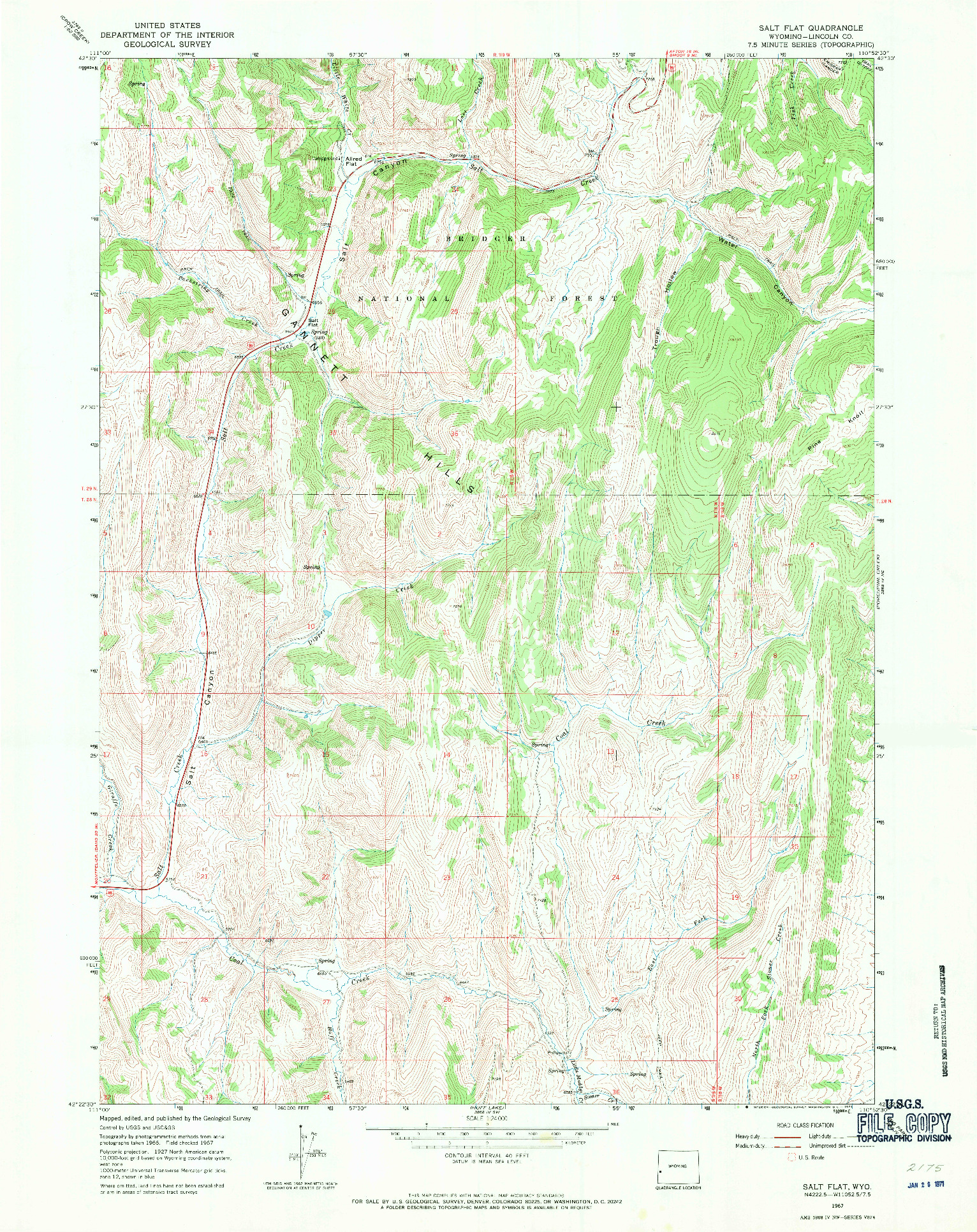 USGS 1:24000-SCALE QUADRANGLE FOR SALT FLAT, WY 1967