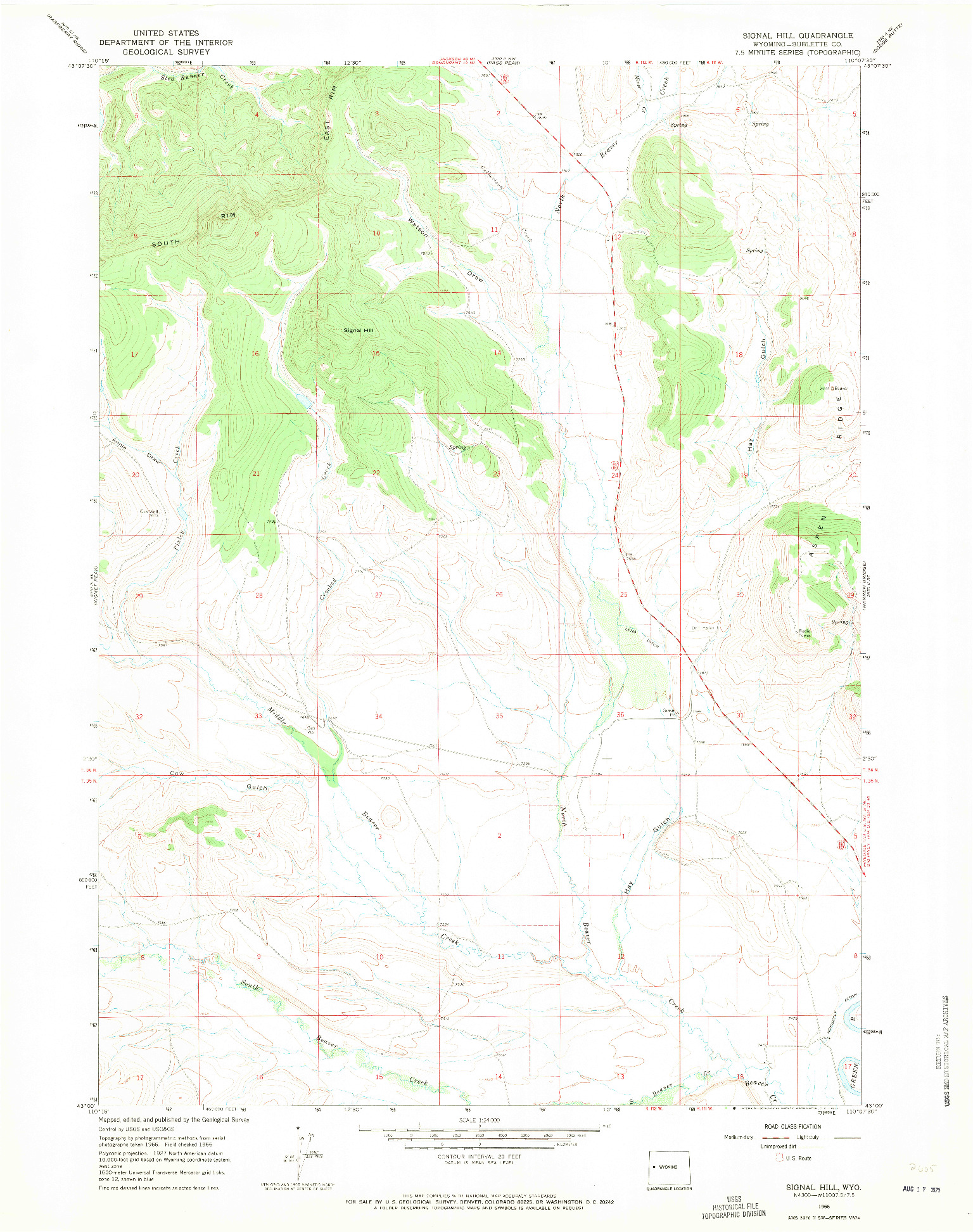 USGS 1:24000-SCALE QUADRANGLE FOR SIGNAL HILL, WY 1966