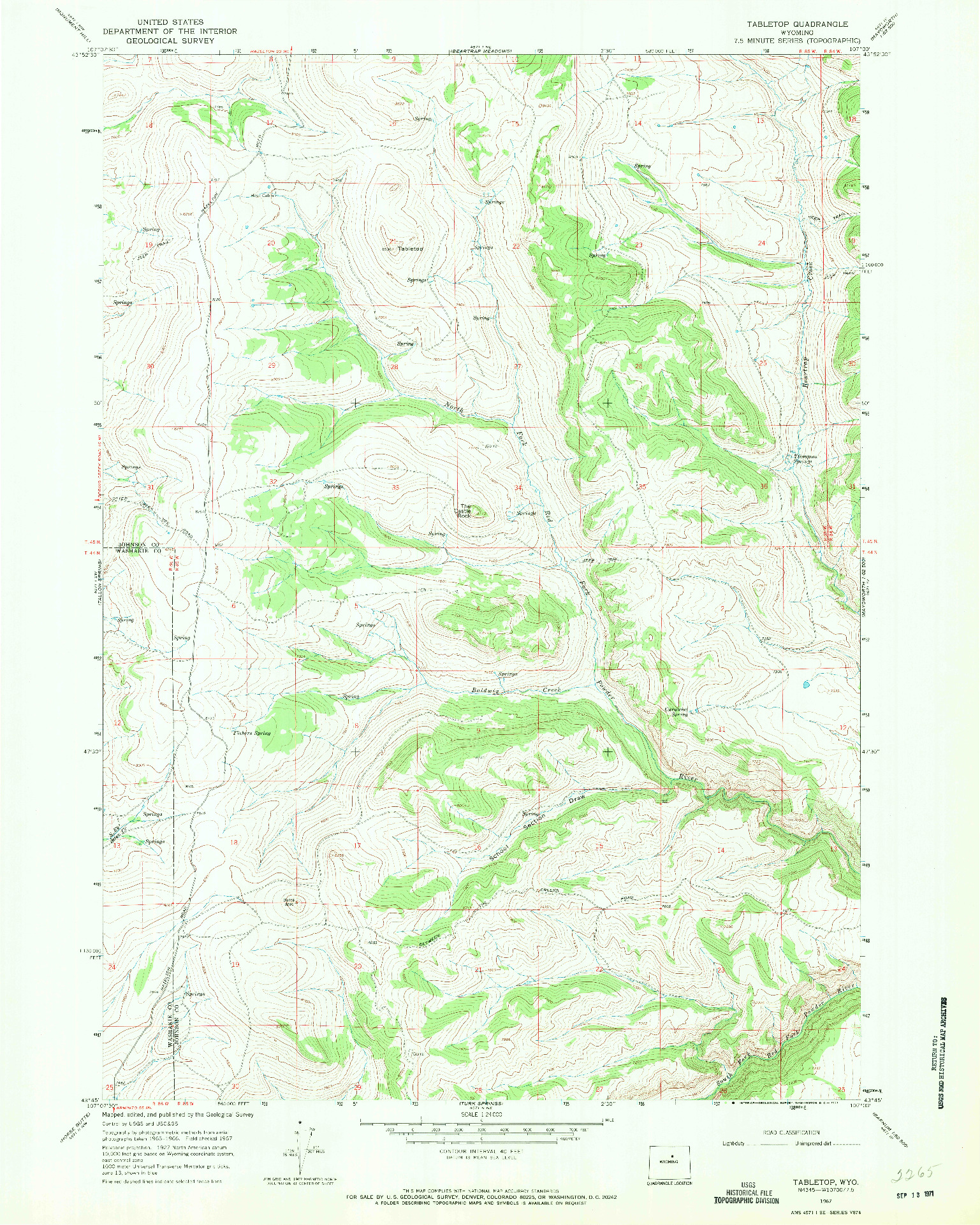 USGS 1:24000-SCALE QUADRANGLE FOR TABLETOP, WY 1967