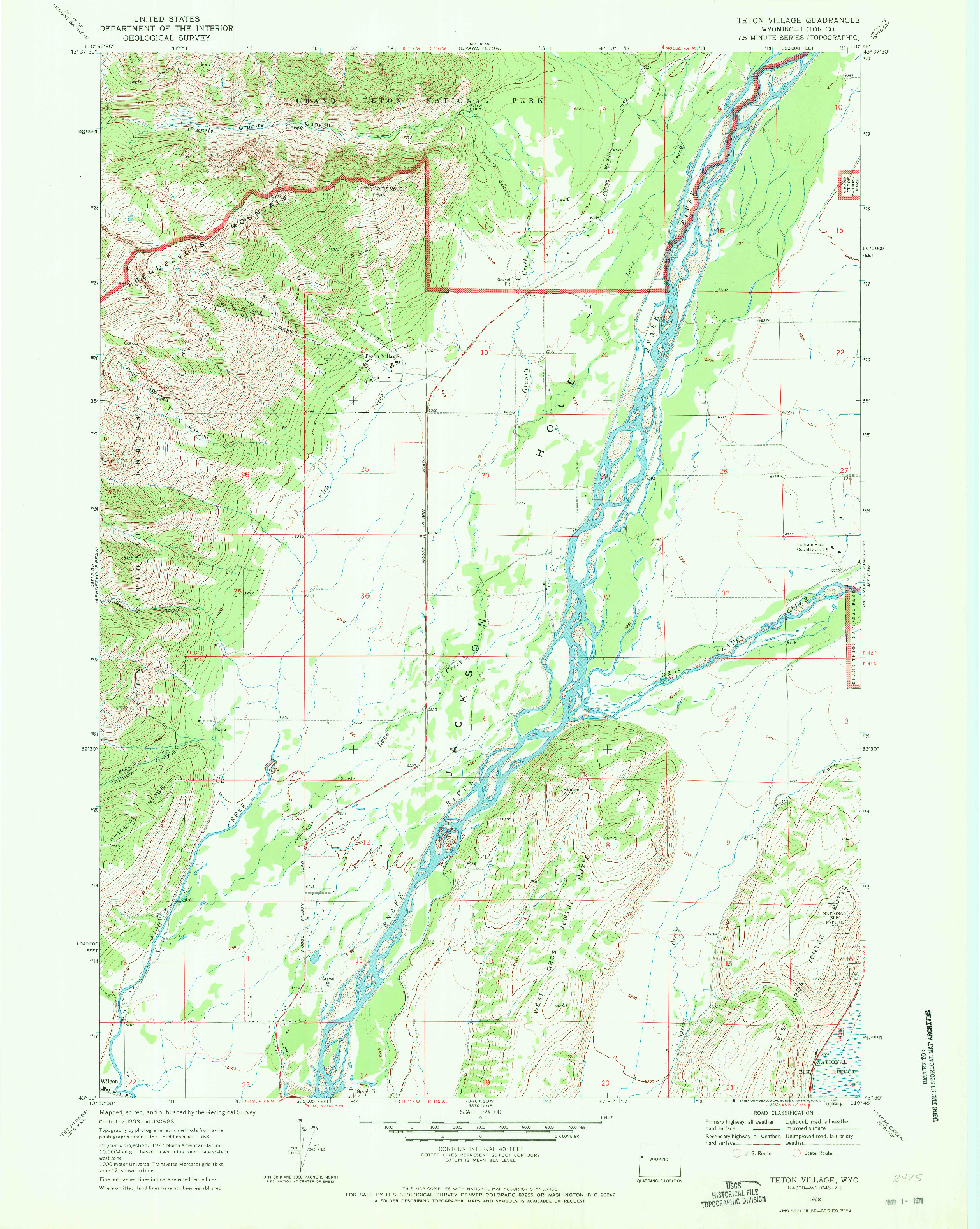 USGS 1:24000-SCALE QUADRANGLE FOR TETON VILLAGE, WY 1968