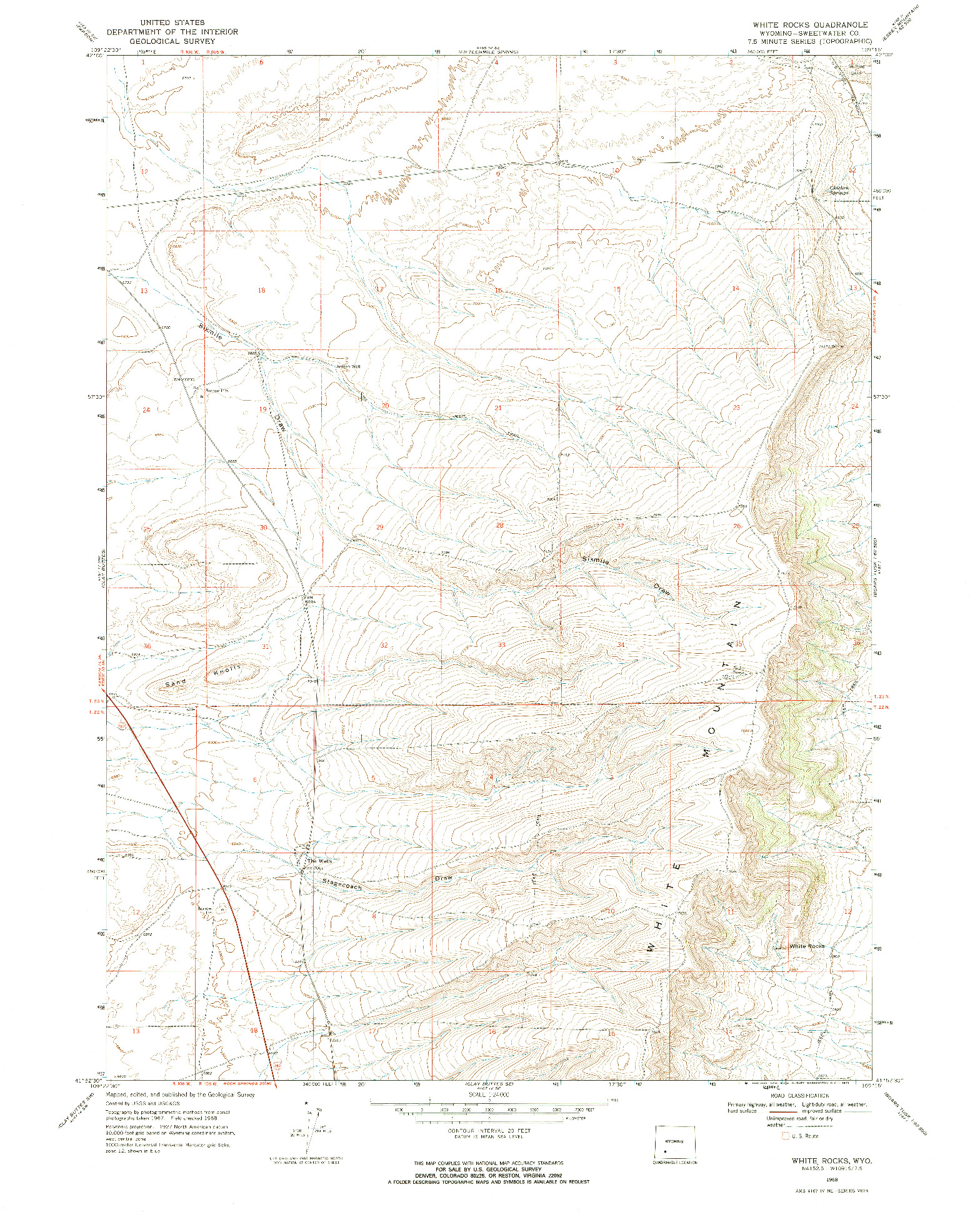 USGS 1:24000-SCALE QUADRANGLE FOR WHITE ROCKS, WY 1968