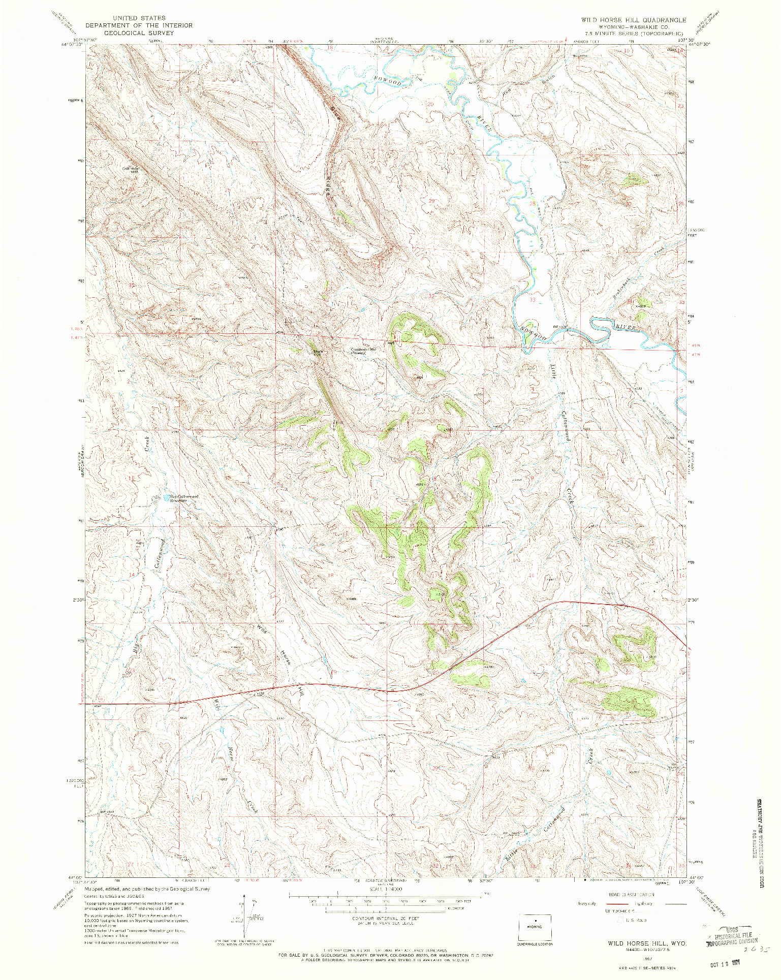 USGS 1:24000-SCALE QUADRANGLE FOR WILD HORSE HILL, WY 1967