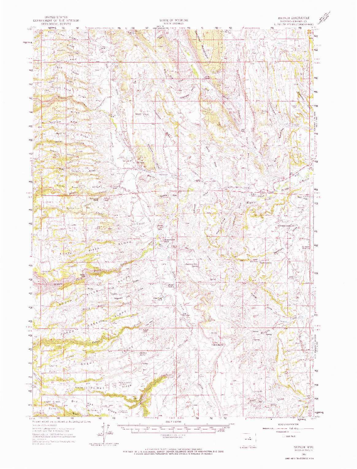USGS 1:62500-SCALE QUADRANGLE FOR BARNUM, WY 1961