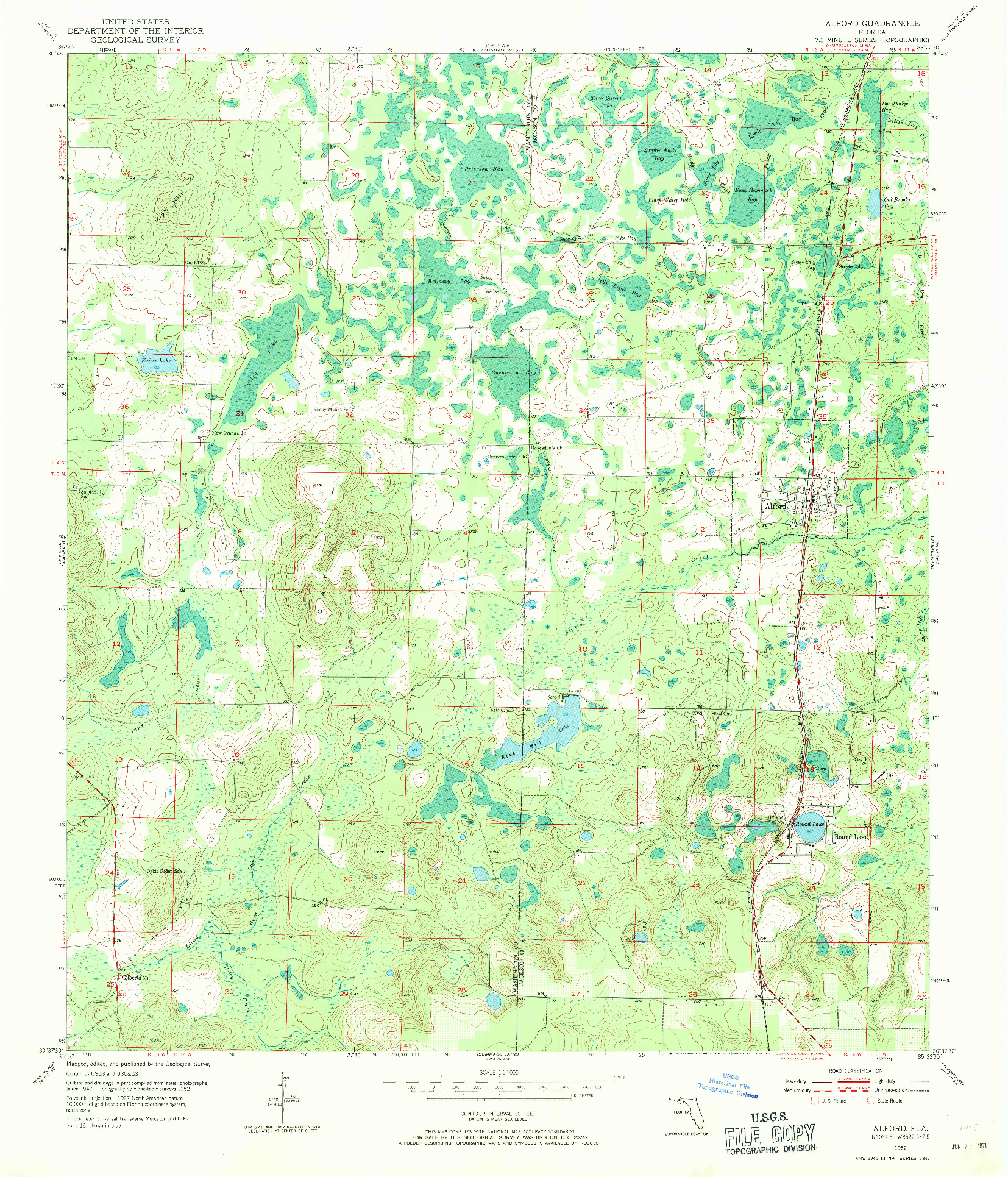 USGS 1:24000-SCALE QUADRANGLE FOR ALFORD, FL 1952