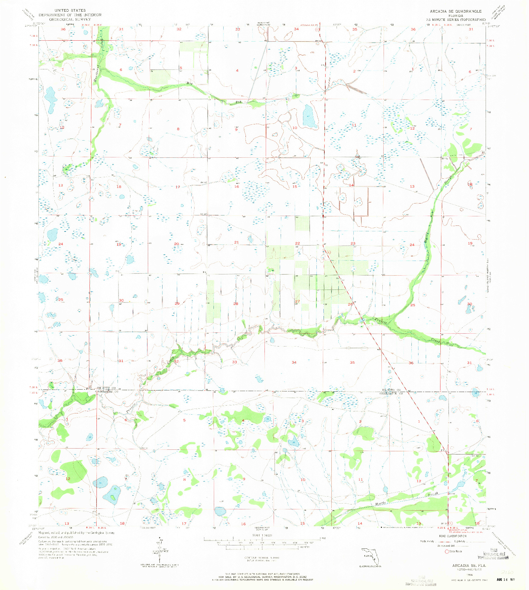 USGS 1:24000-SCALE QUADRANGLE FOR ARCADIA SE, FL 1956