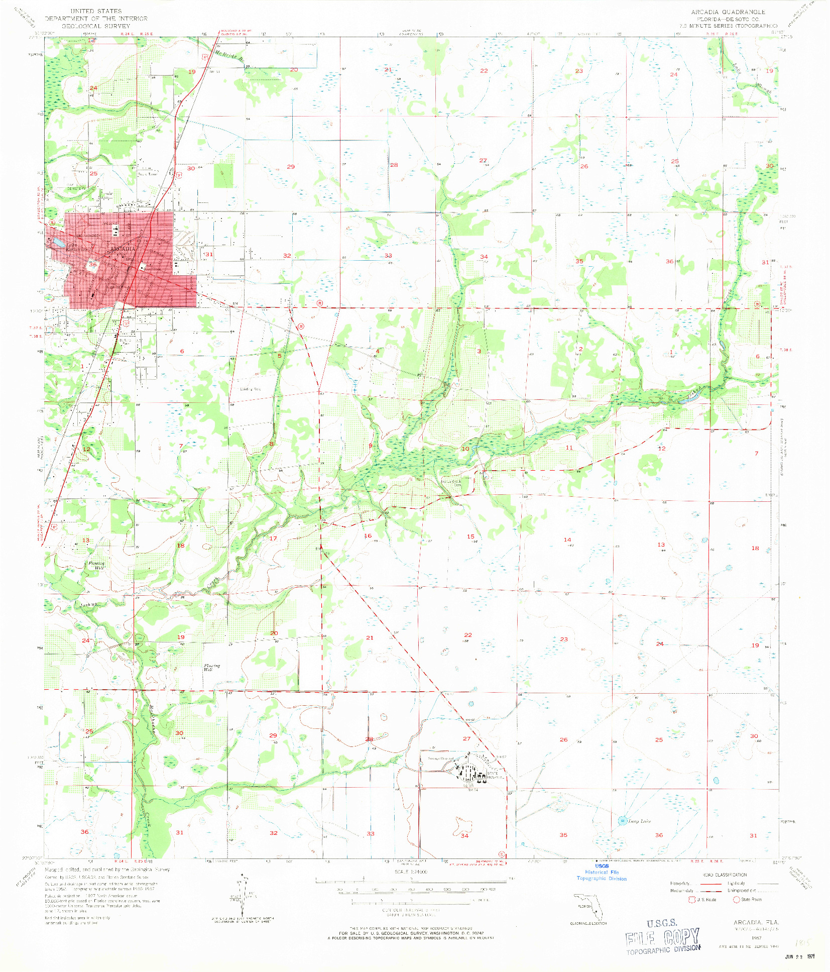 USGS 1:24000-SCALE QUADRANGLE FOR ARCADIA, FL 1957