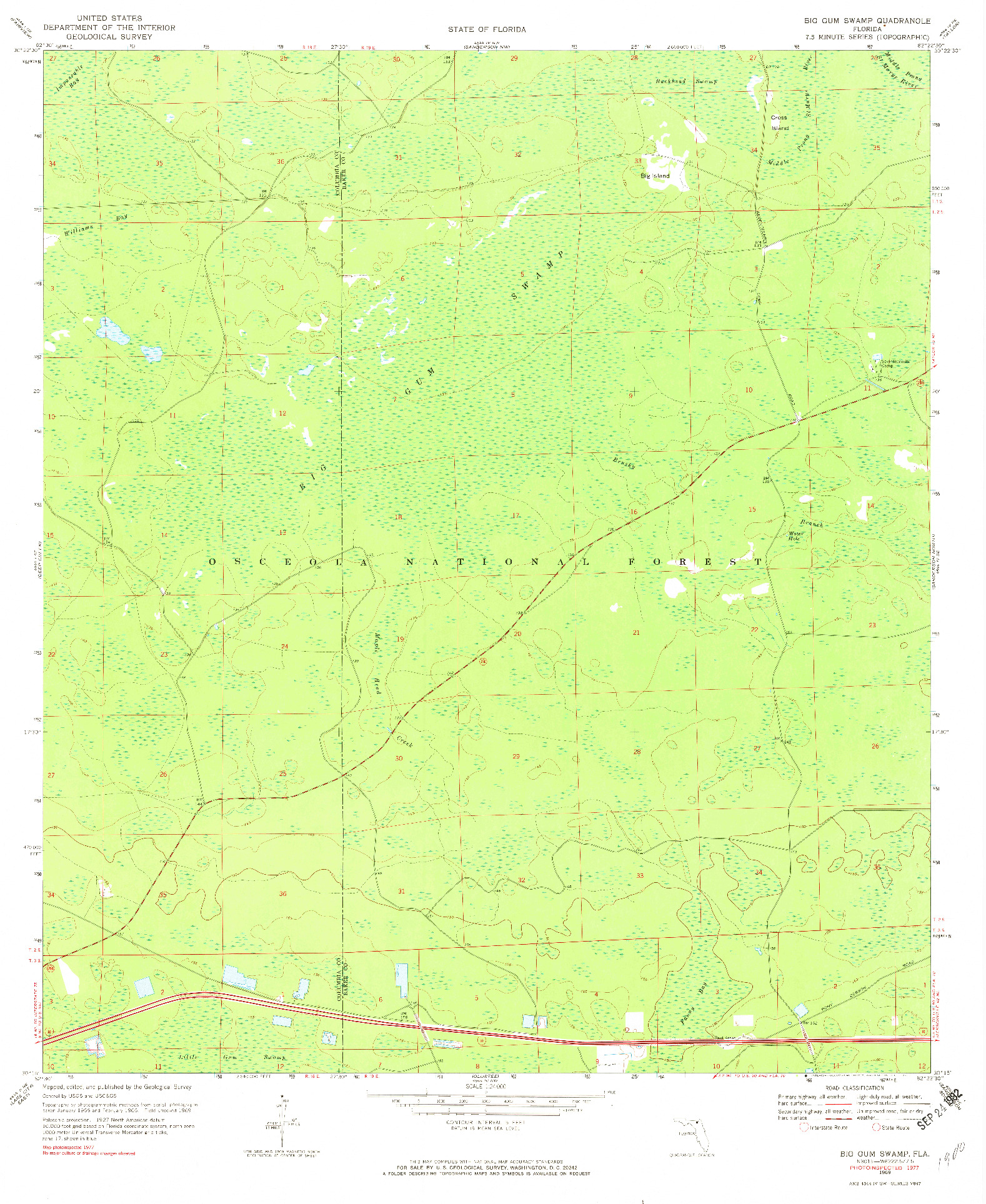 USGS 1:24000-SCALE QUADRANGLE FOR BIG GUM SWAMP, FL 1969