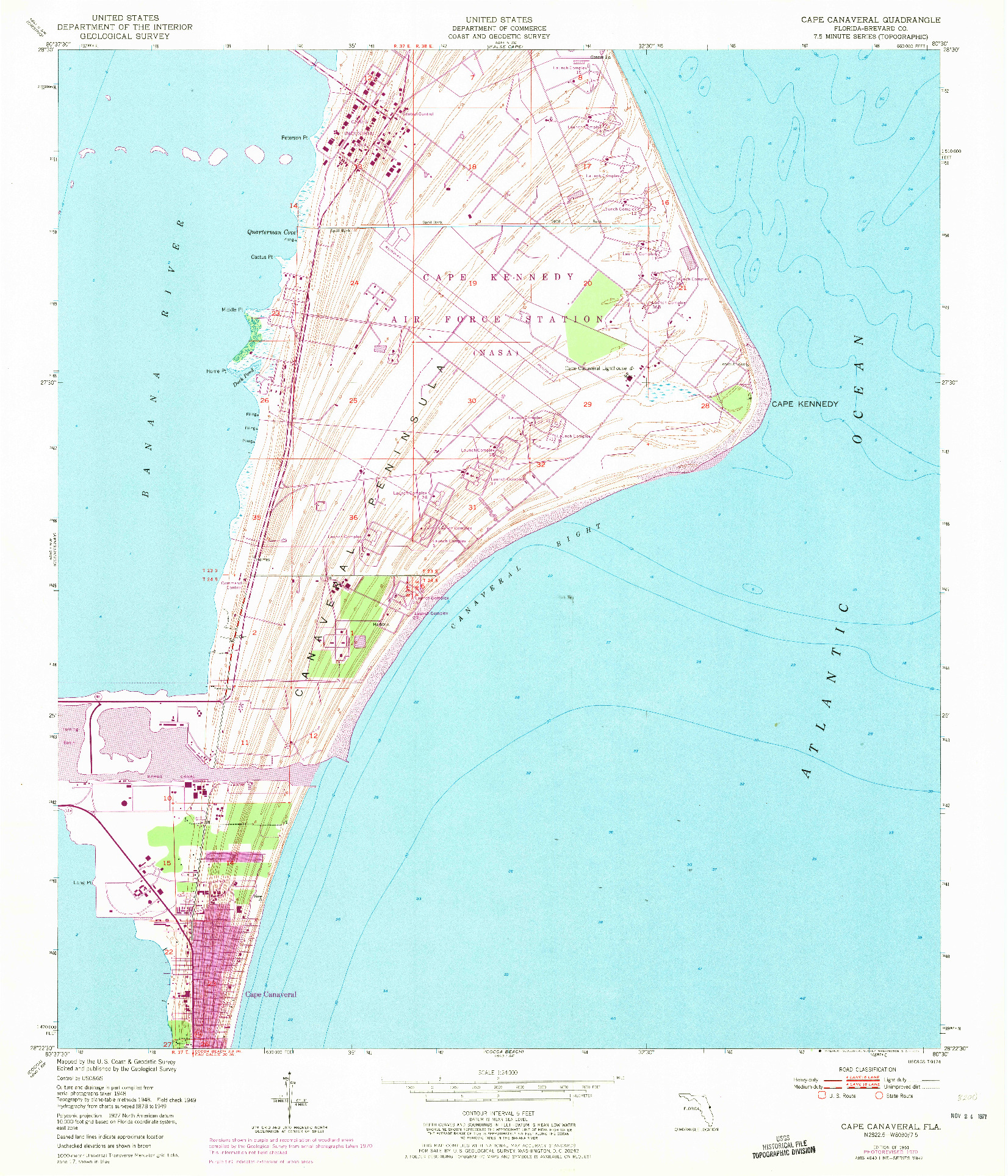 USGS 1:24000-SCALE QUADRANGLE FOR CAPE CANAVERAL, FL 1951