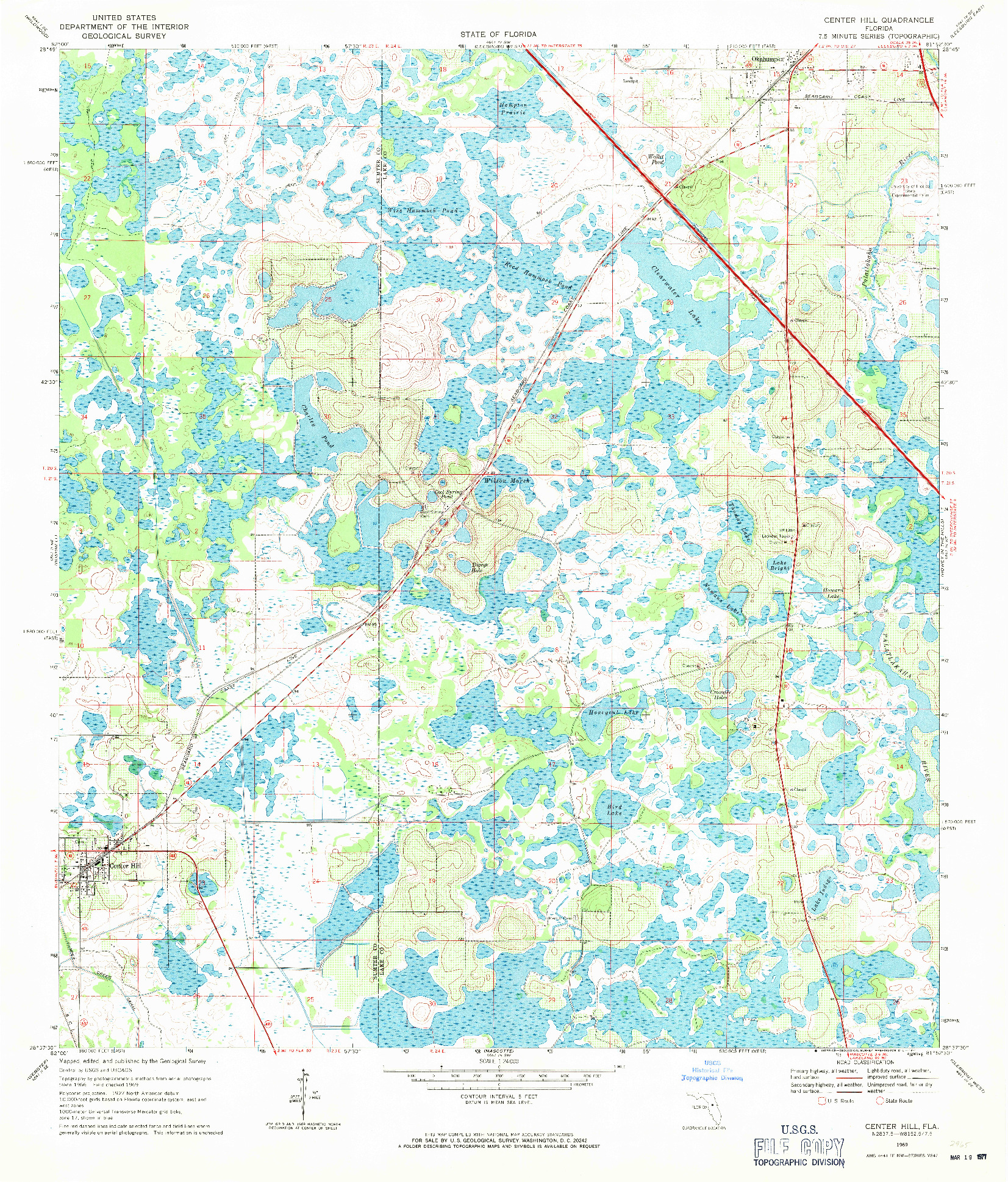 USGS 1:24000-SCALE QUADRANGLE FOR CENTER HILL, FL 1969