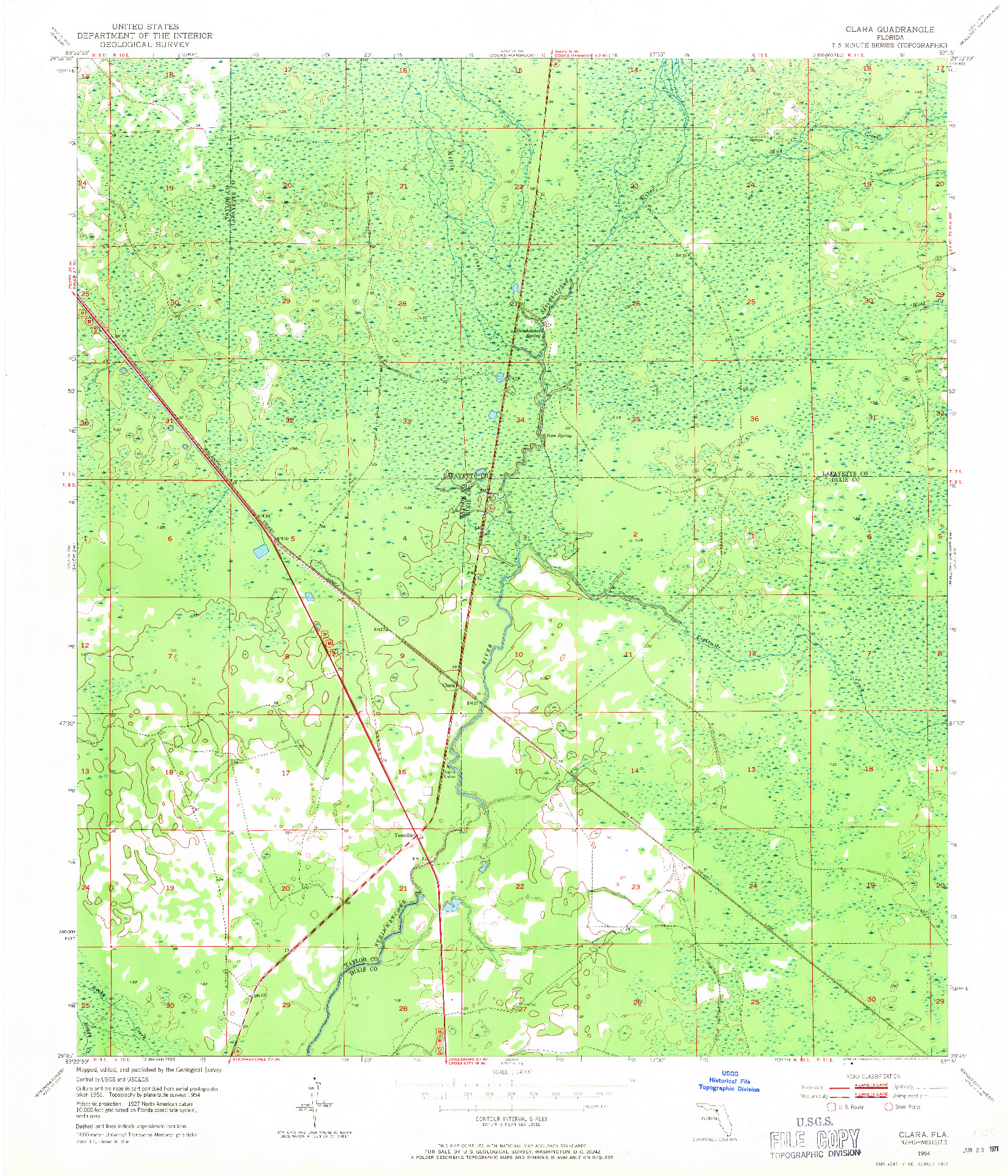 USGS 1:24000-SCALE QUADRANGLE FOR CLARA, FL 1954