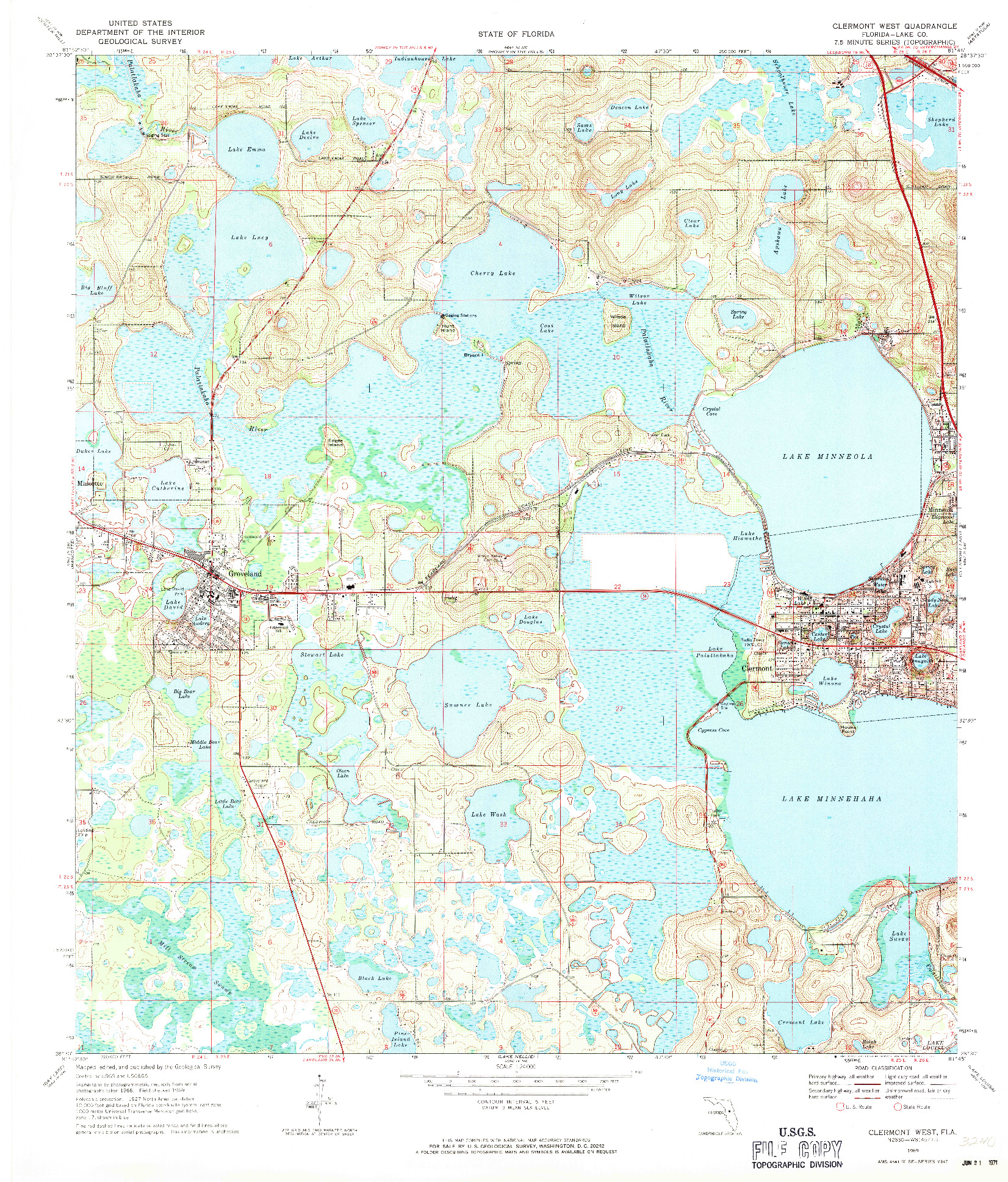 USGS 1:24000-SCALE QUADRANGLE FOR CLERMONT WEST, FL 1969