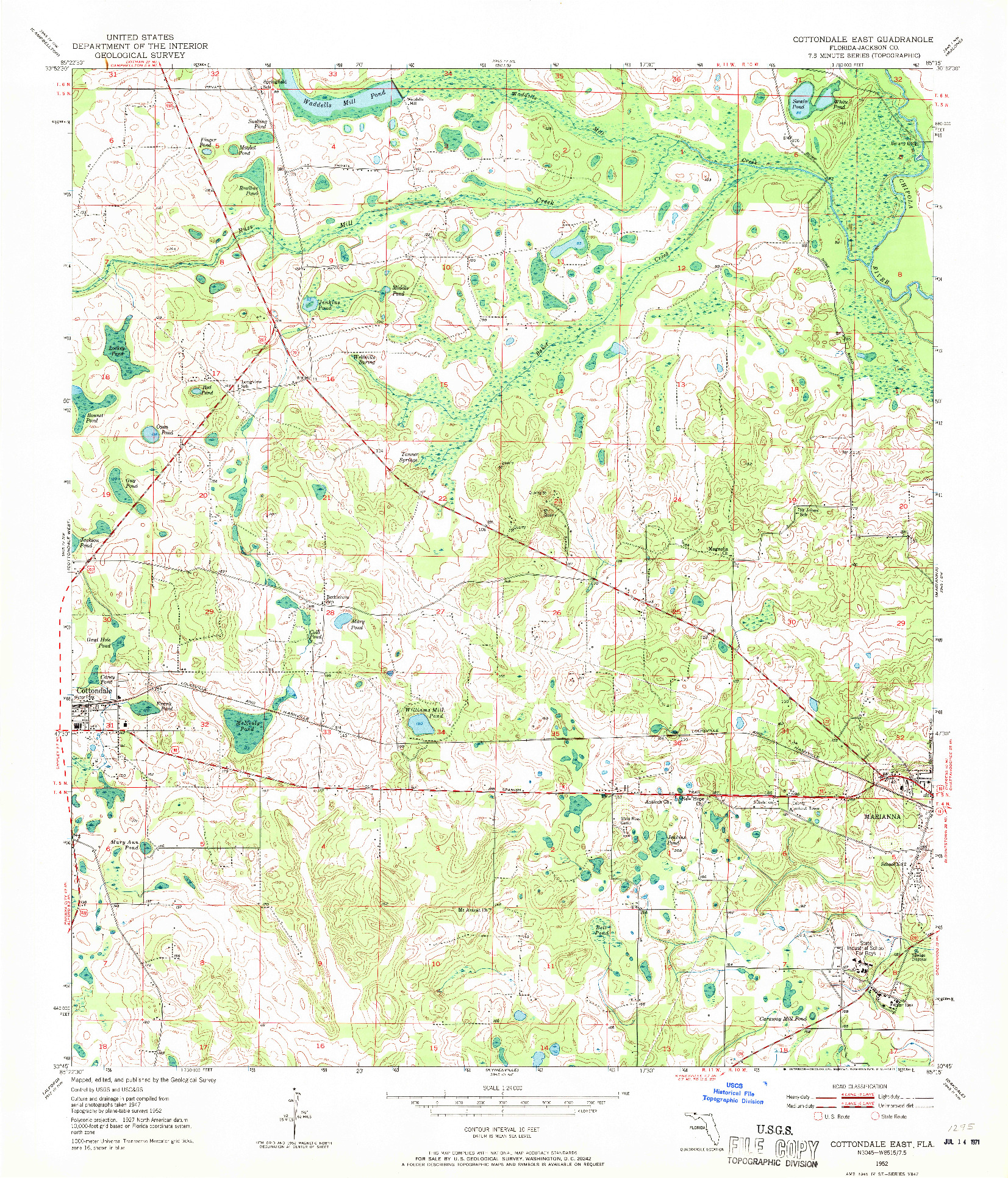 USGS 1:24000-SCALE QUADRANGLE FOR COTTONDALE EAST, FL 1952