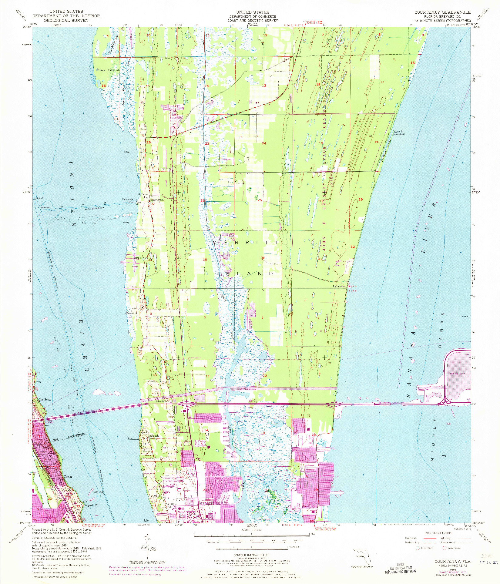 USGS 1:24000-SCALE QUADRANGLE FOR COURTENAY, FL 1949