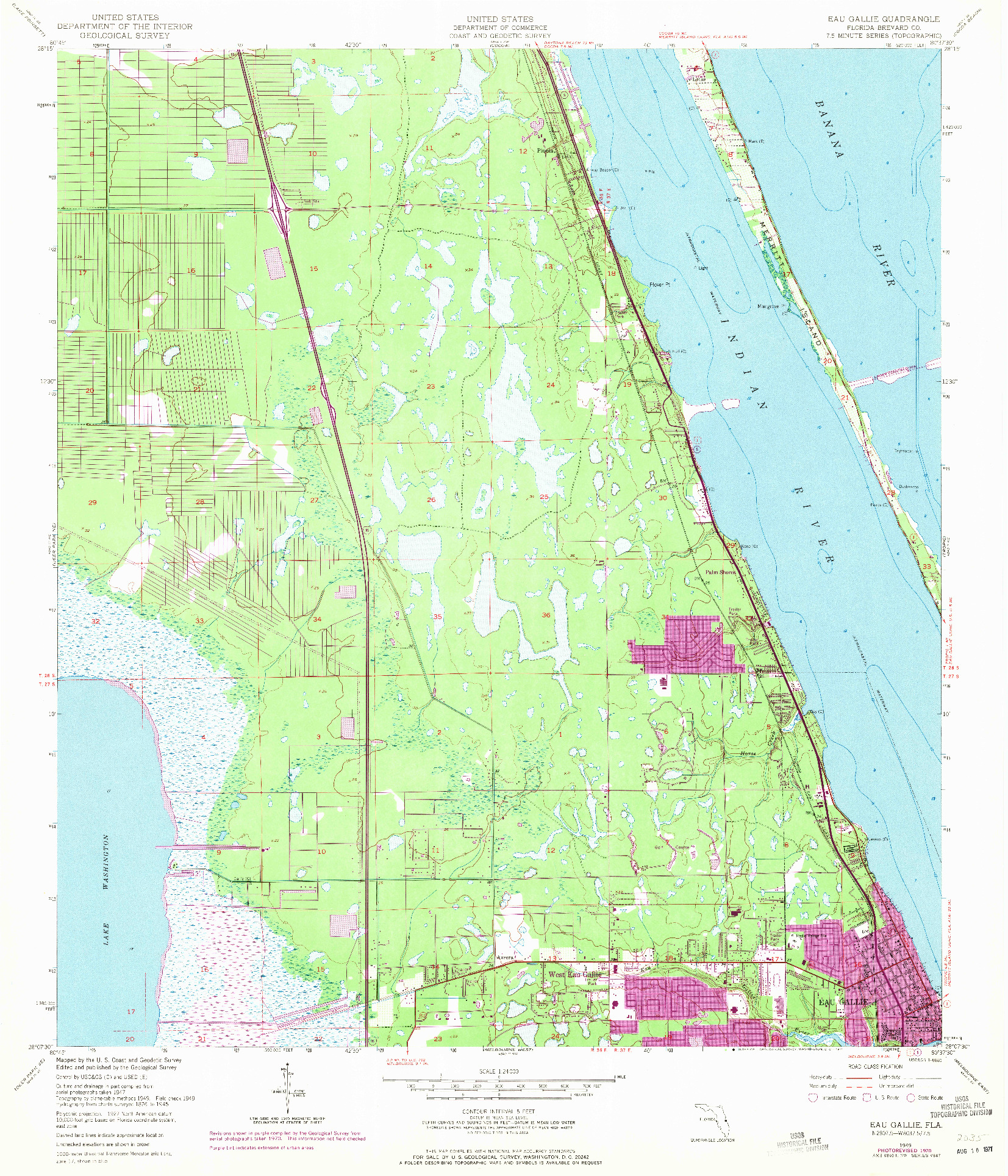 USGS 1:24000-SCALE QUADRANGLE FOR EAU GALLIE, FL 1949