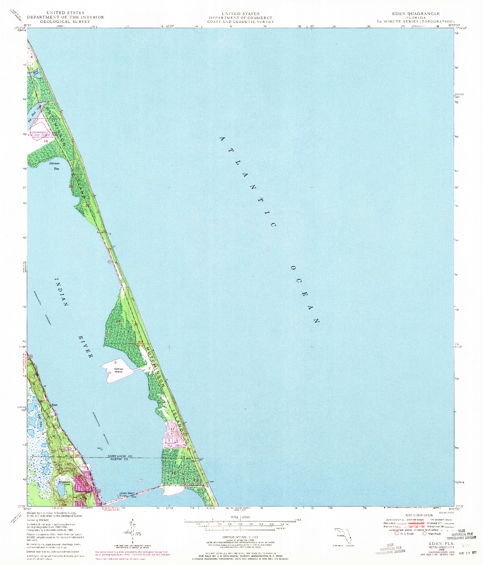 USGS 1:24000-SCALE QUADRANGLE FOR EDEN, FL 1948