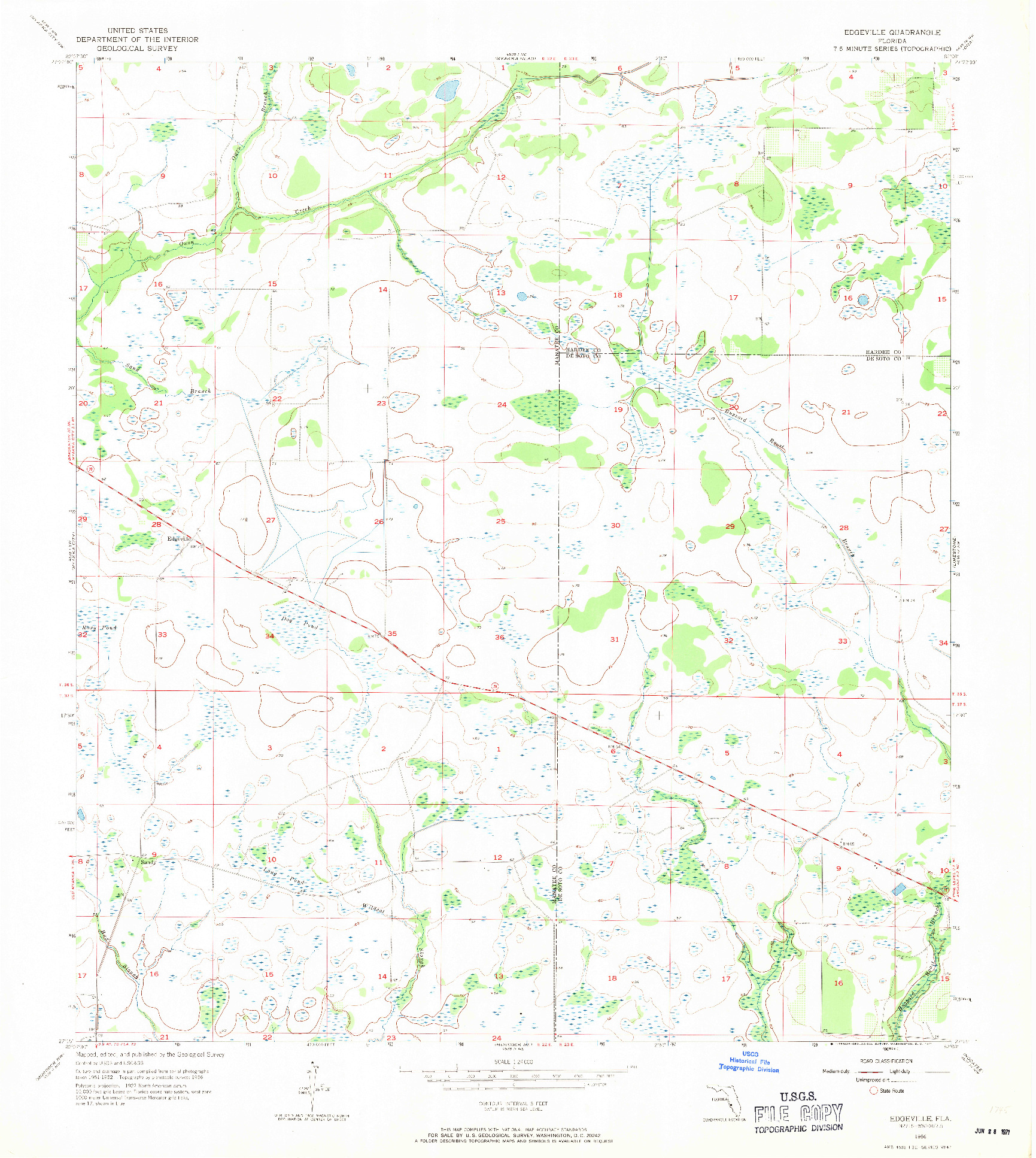 USGS 1:24000-SCALE QUADRANGLE FOR EDGEVILLE, FL 1956