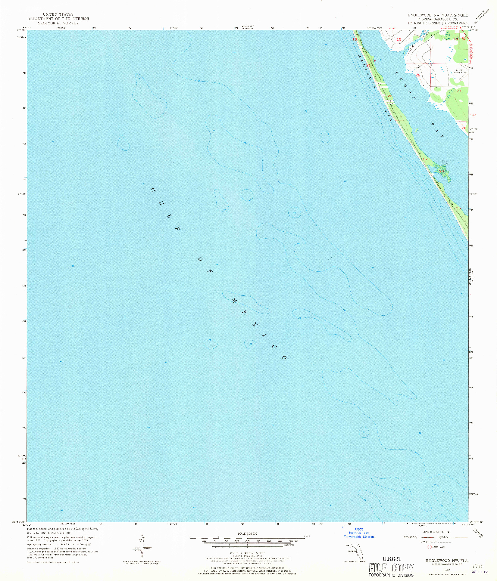 USGS 1:24000-SCALE QUADRANGLE FOR ENGLEWOOD NW, FL 1957