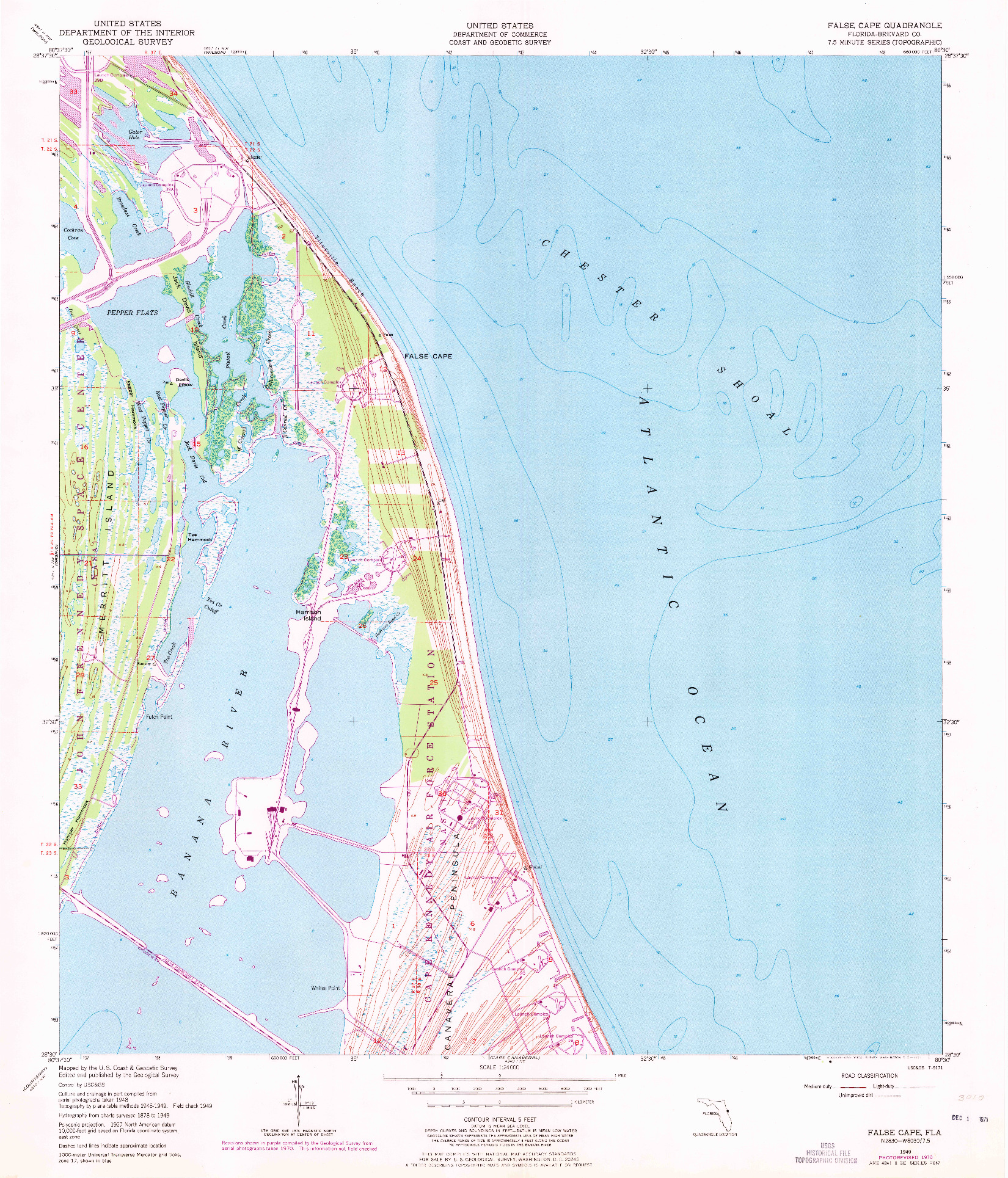 USGS 1:24000-SCALE QUADRANGLE FOR FALSE CAPE, FL 1949