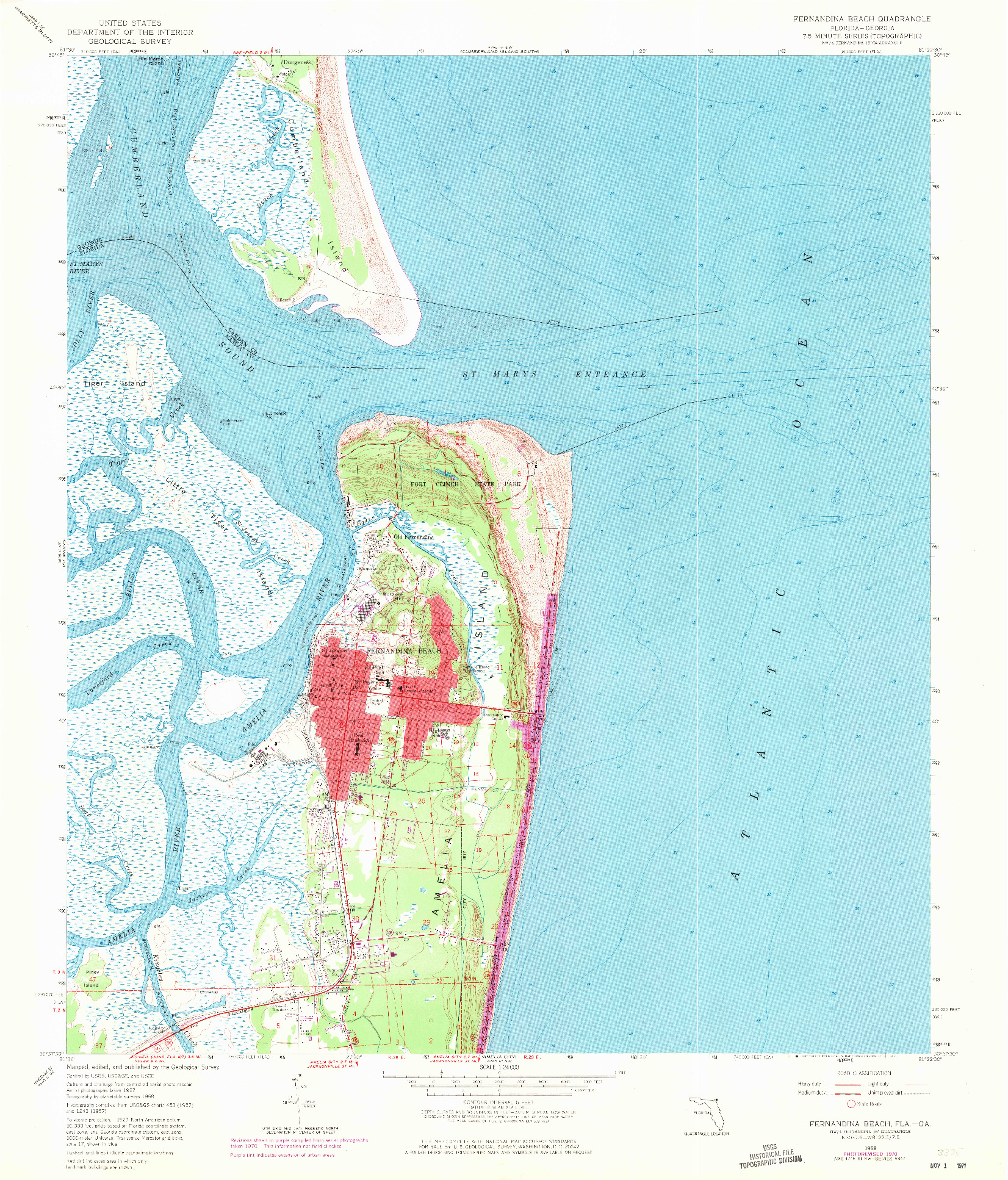 USGS 1:24000-SCALE QUADRANGLE FOR FERNANDINA BEACH, FL 1958