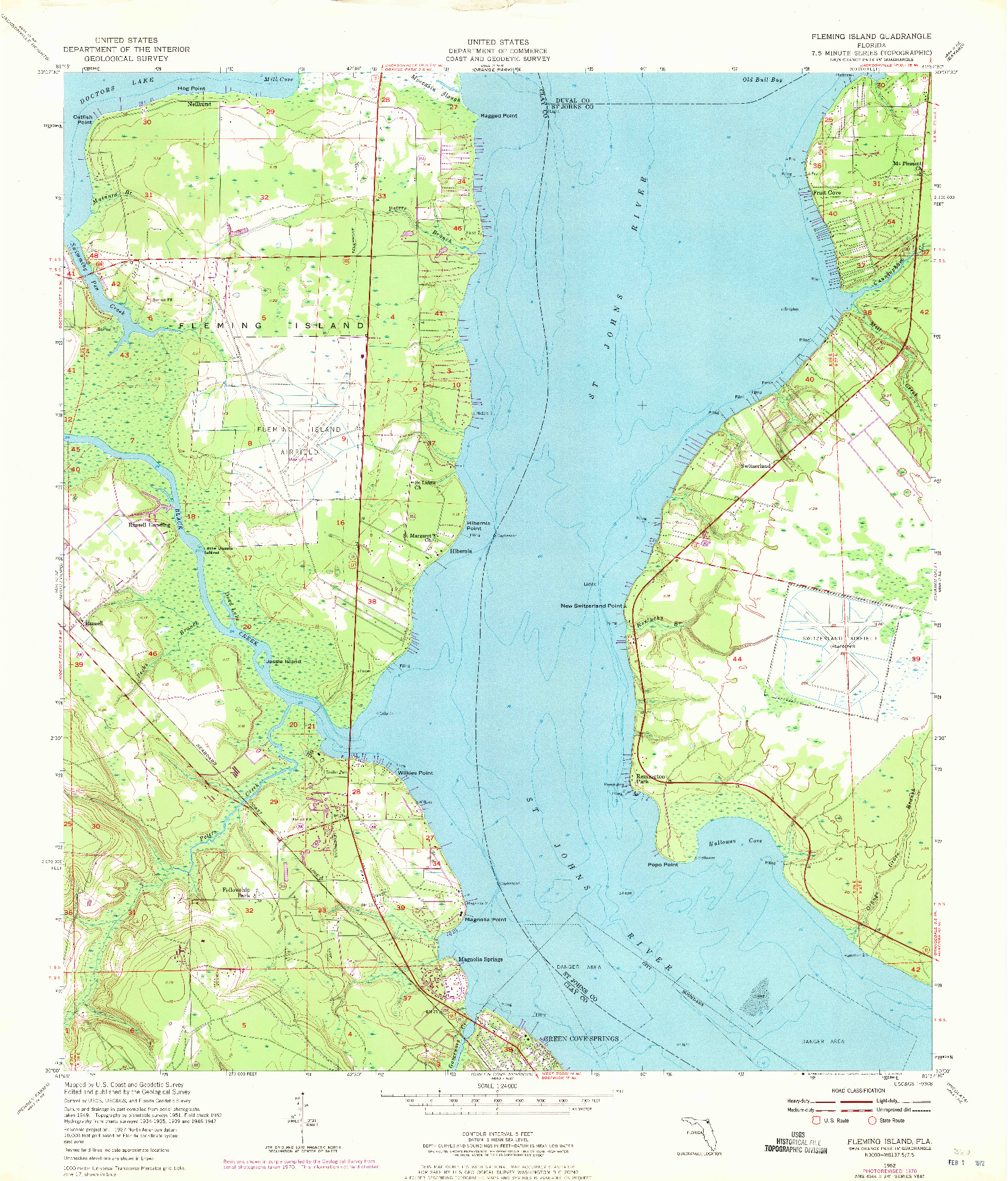 USGS 1:24000-SCALE QUADRANGLE FOR FLEMING ISLAND, FL 1952