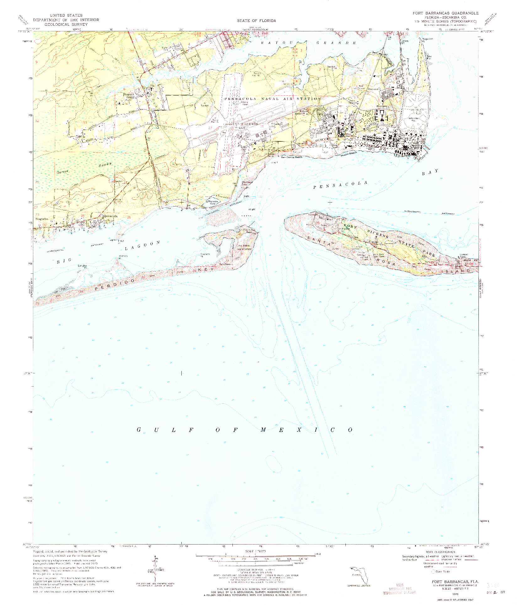 USGS 1:24000-SCALE QUADRANGLE FOR FORT BARRANCAS, FL 1970
