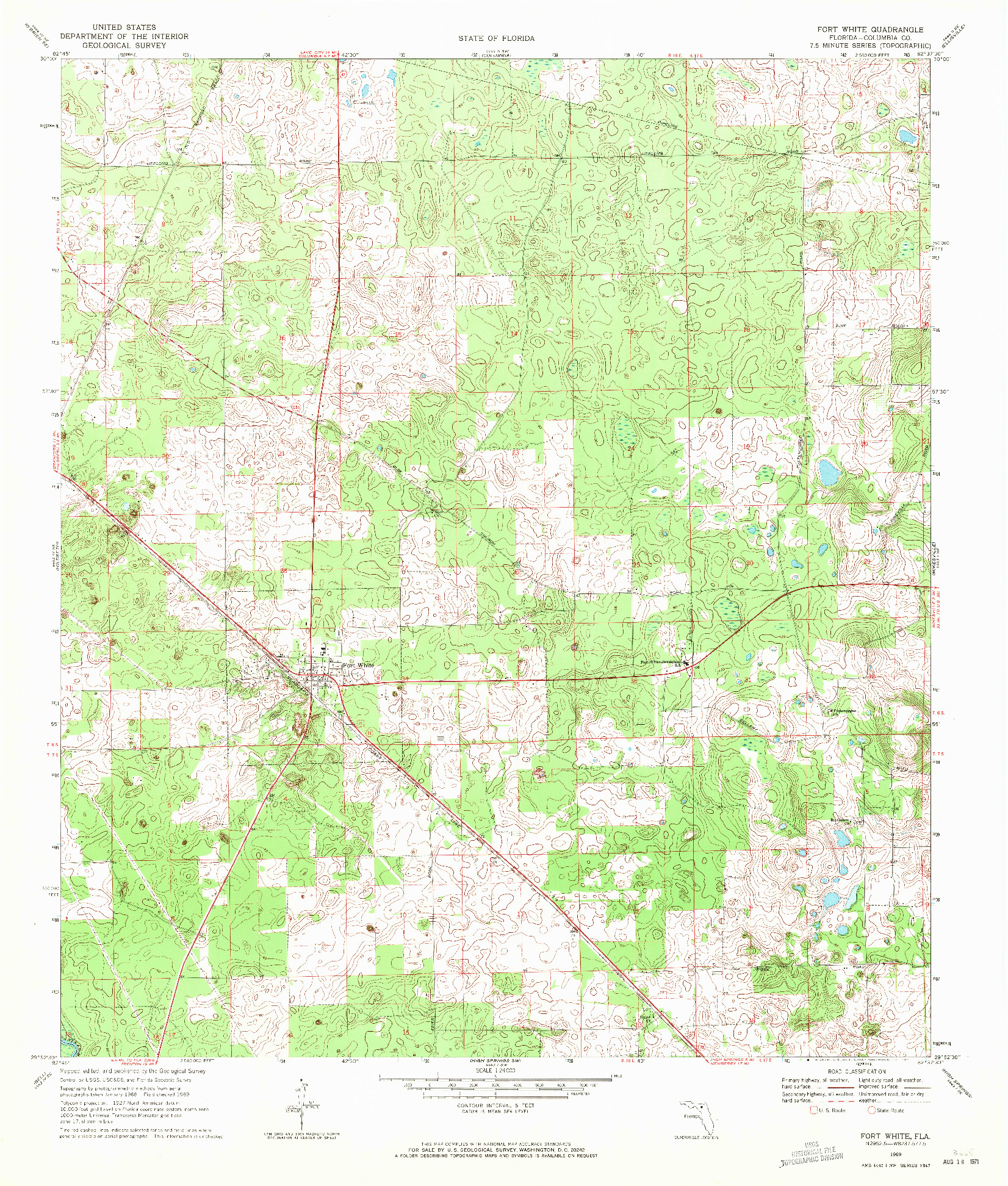 USGS 1:24000-SCALE QUADRANGLE FOR FORT WHITE, FL 1969