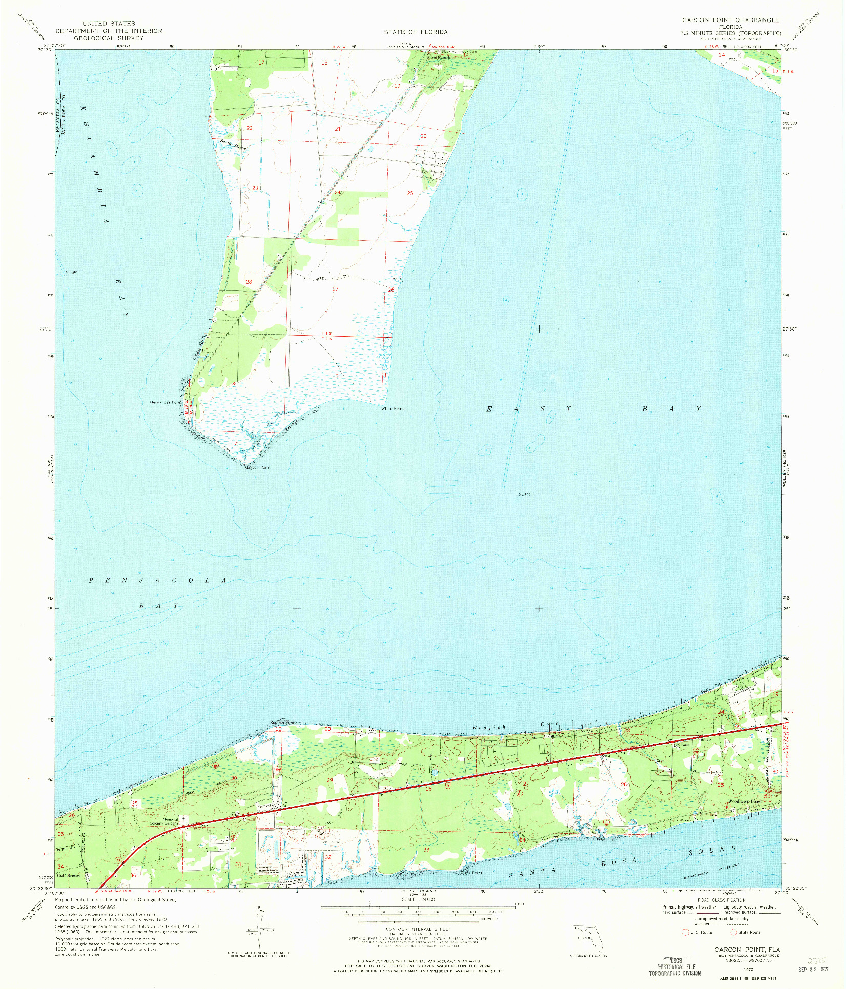 USGS 1:24000-SCALE QUADRANGLE FOR GARCON POINT, FL 1970