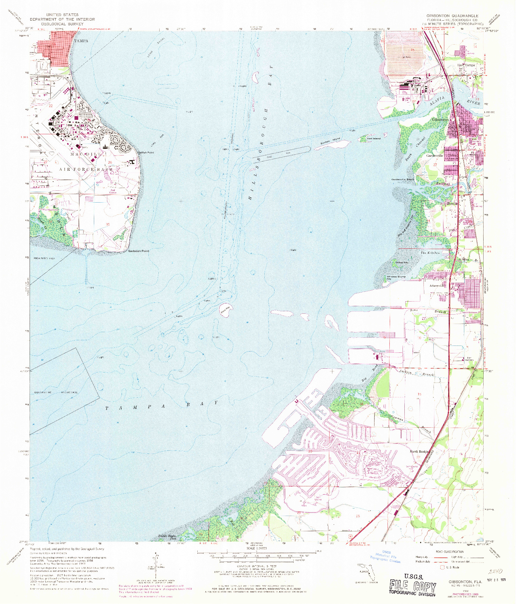 USGS 1:24000-SCALE QUADRANGLE FOR GIBSONTON, FL 1956