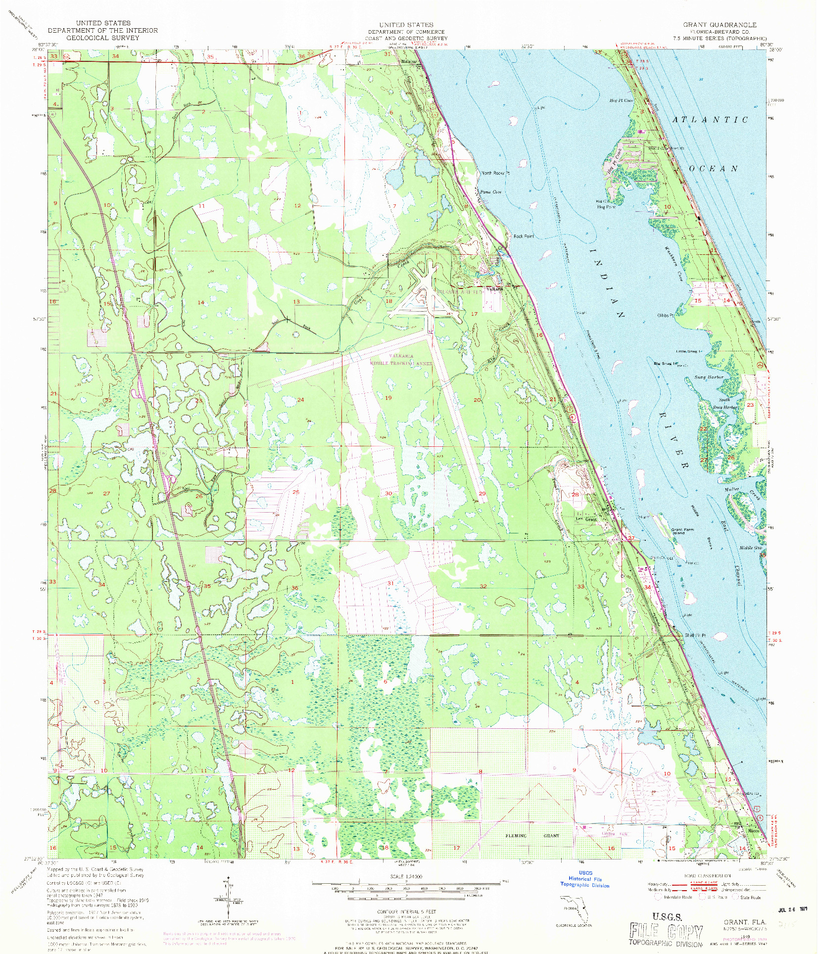 USGS 1:24000-SCALE QUADRANGLE FOR GRANT, FL 1949