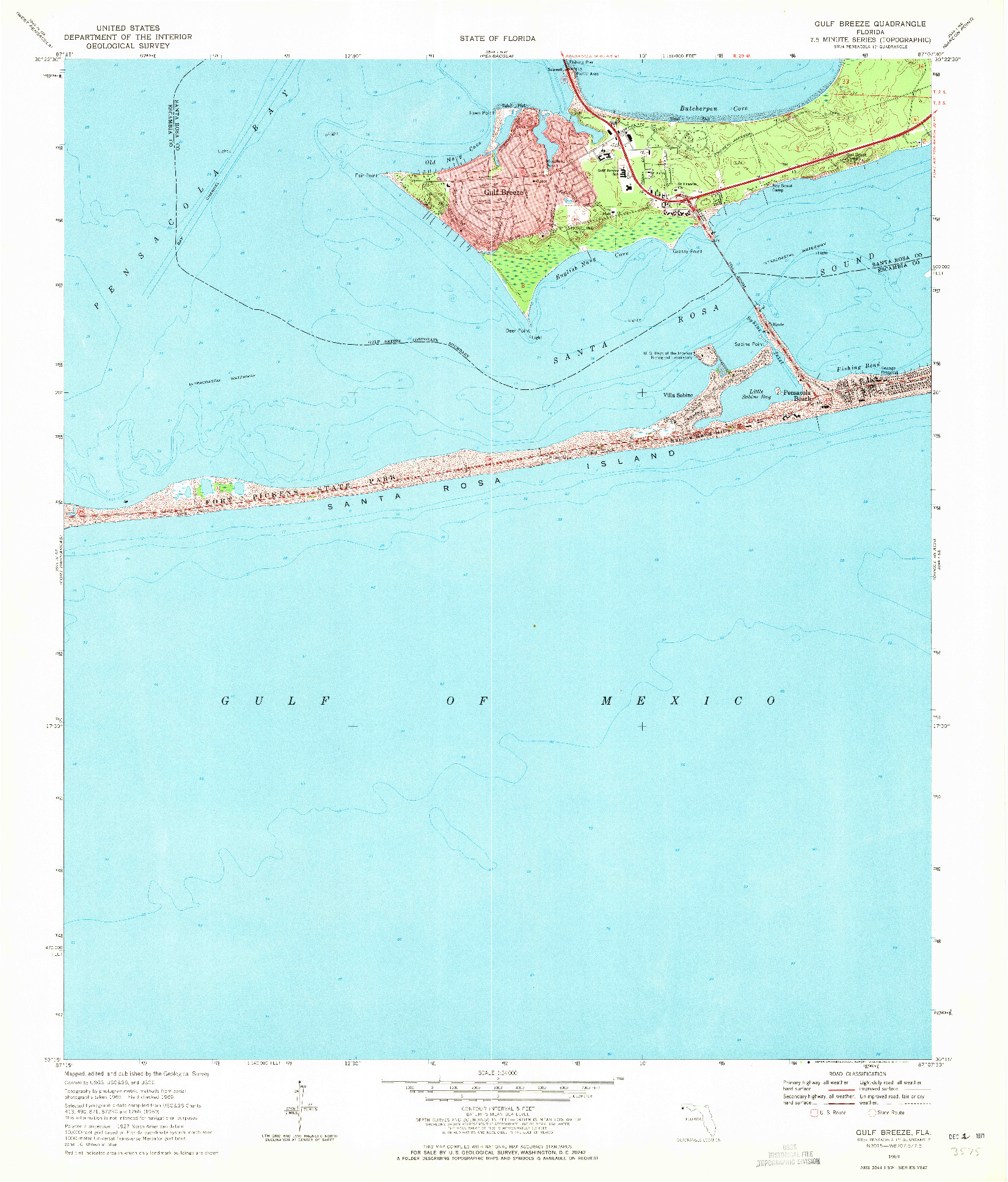 USGS 1:24000-SCALE QUADRANGLE FOR GULF BREEZE, FL 1969