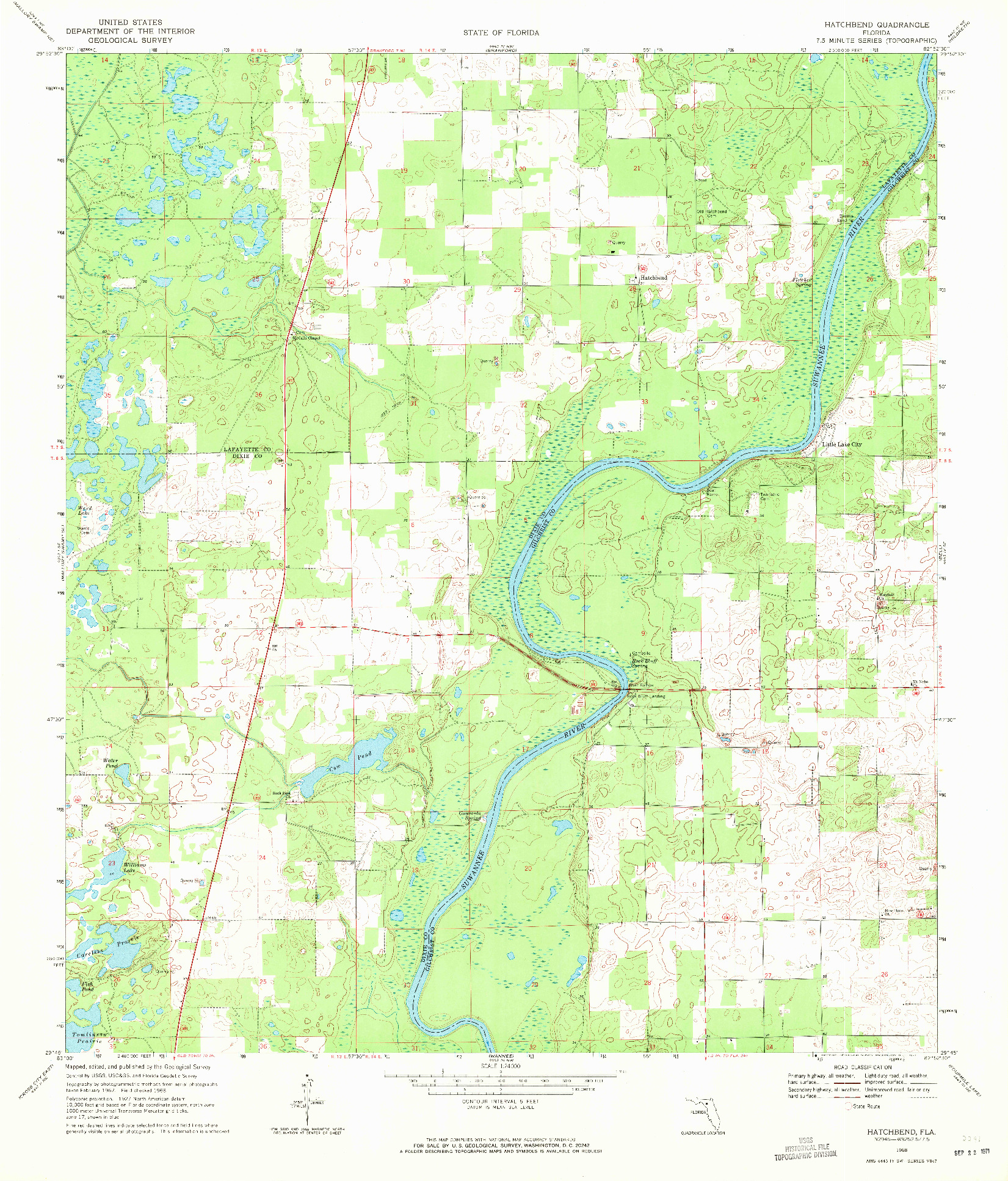 USGS 1:24000-SCALE QUADRANGLE FOR HATCHBEND, FL 1968