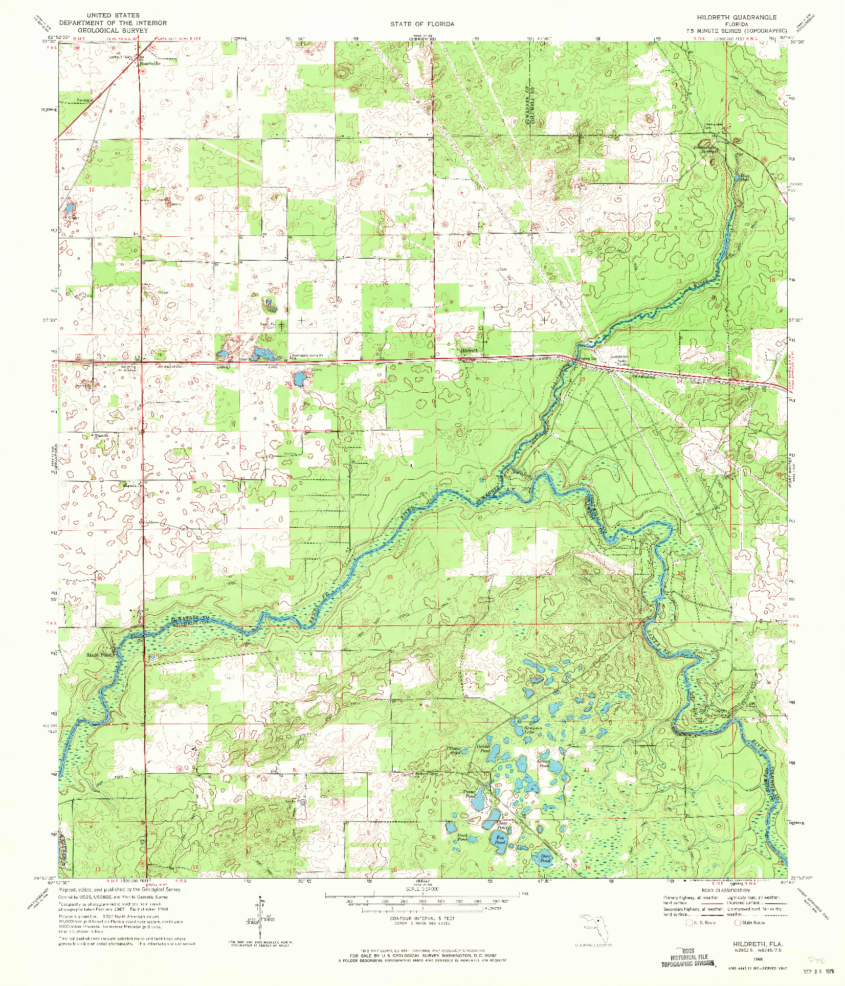 USGS 1:24000-SCALE QUADRANGLE FOR HILDRETH, FL 1968