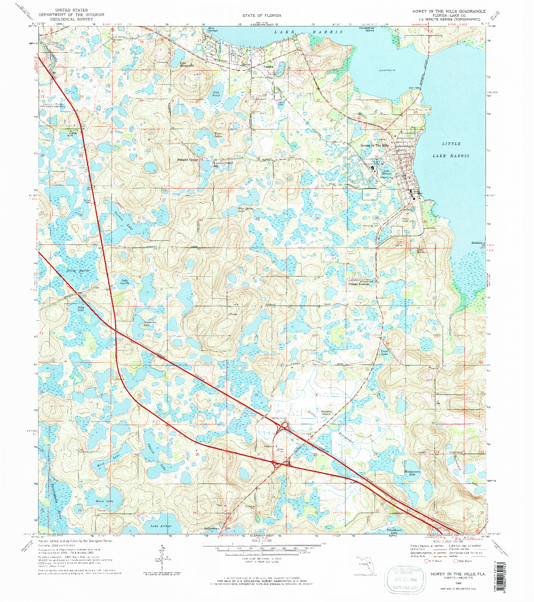 USGS 1:24000-SCALE QUADRANGLE FOR HOWEY IN THE HILLS, FL 1969