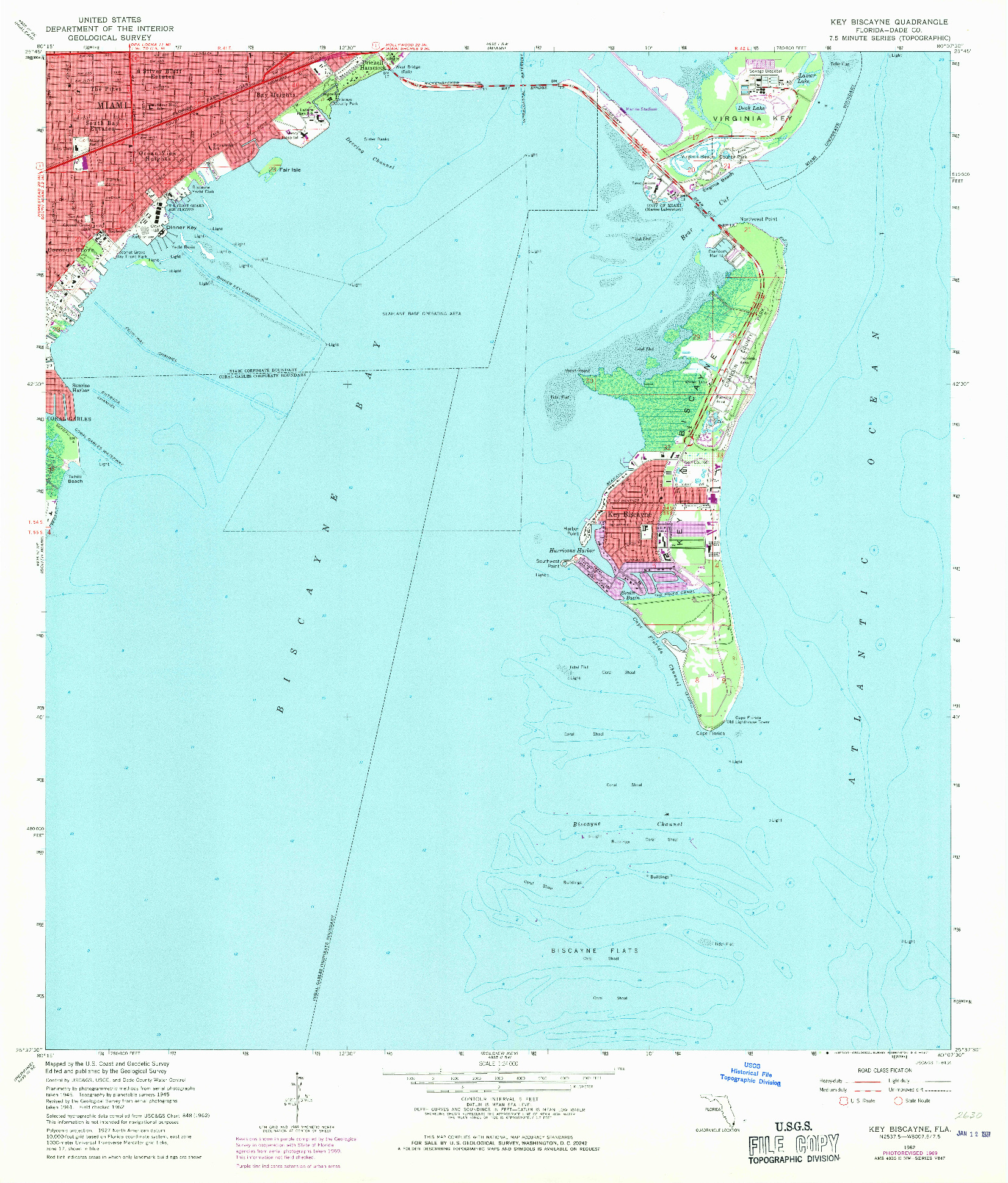 USGS 1:24000-SCALE QUADRANGLE FOR KEY BISCAYNE, FL 1962