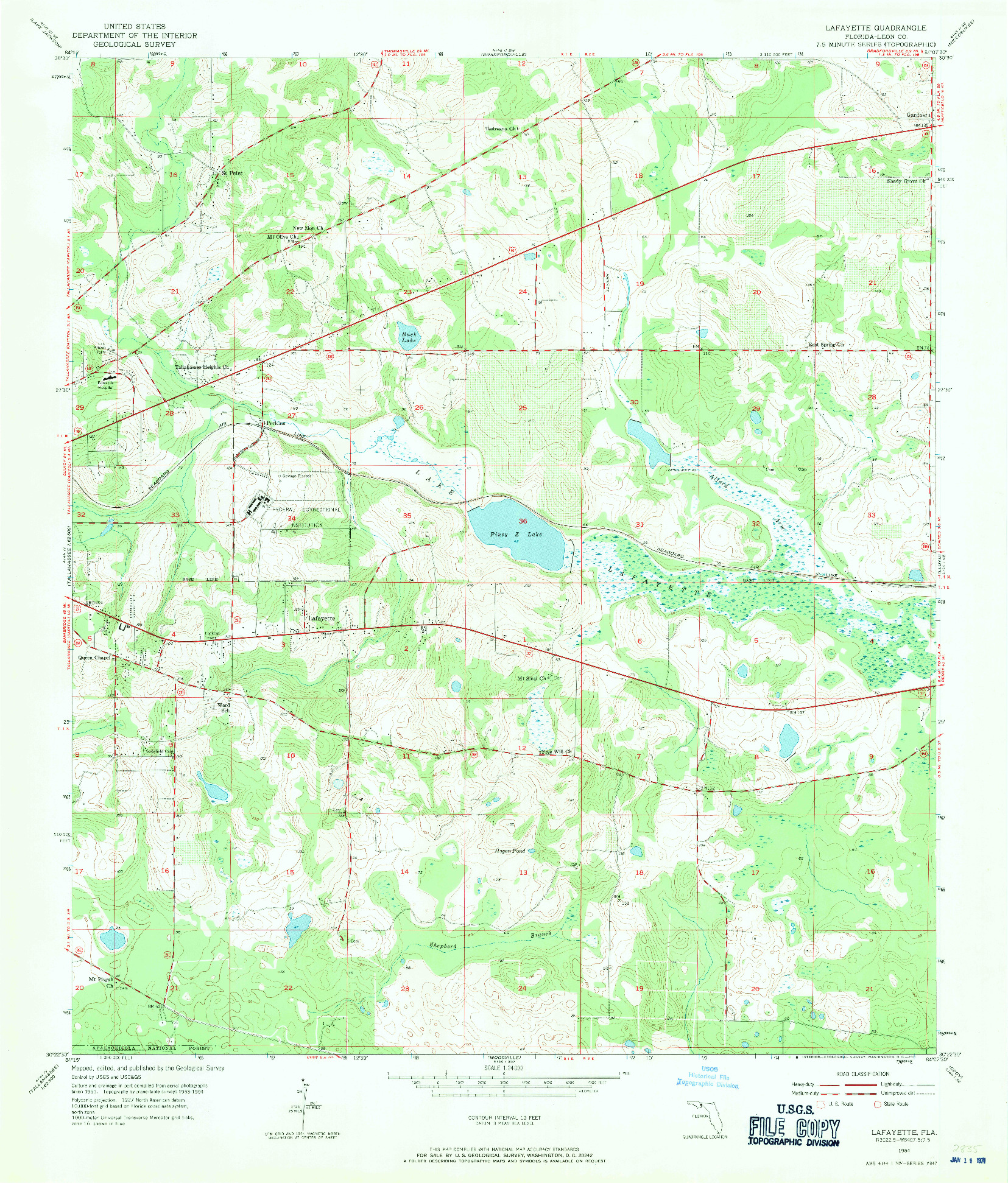 USGS 1:24000-SCALE QUADRANGLE FOR LAFAYETTE, FL 1954