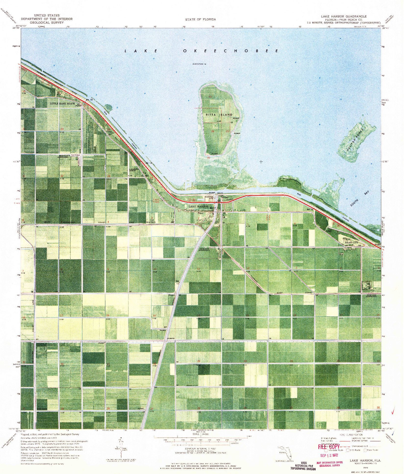 USGS 1:24000-SCALE QUADRANGLE FOR LAKE HARBOR, FL 1970