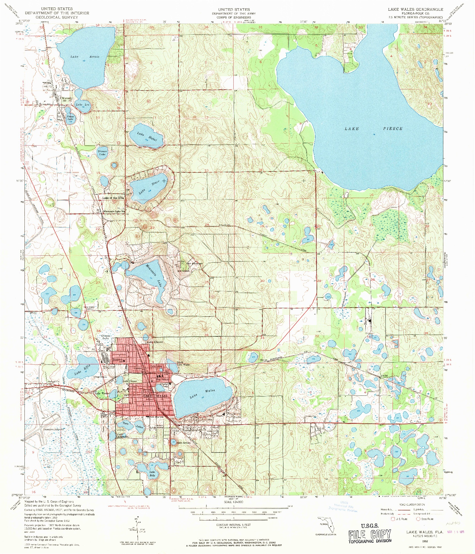 USGS 1:24000-SCALE QUADRANGLE FOR LAKE WALES, FL 1952