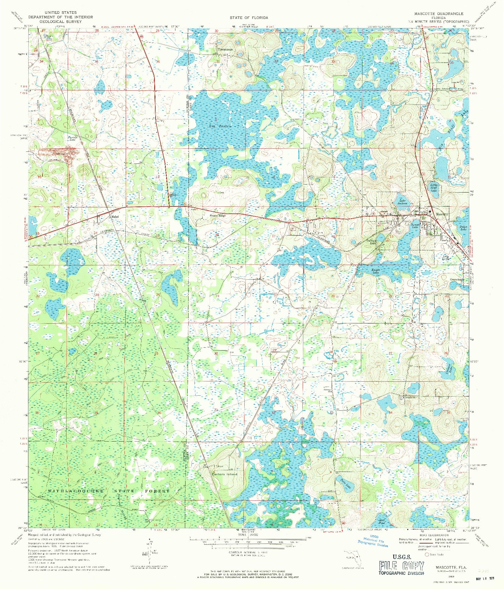 USGS 1:24000-SCALE QUADRANGLE FOR MASCOTTE, FL 1969