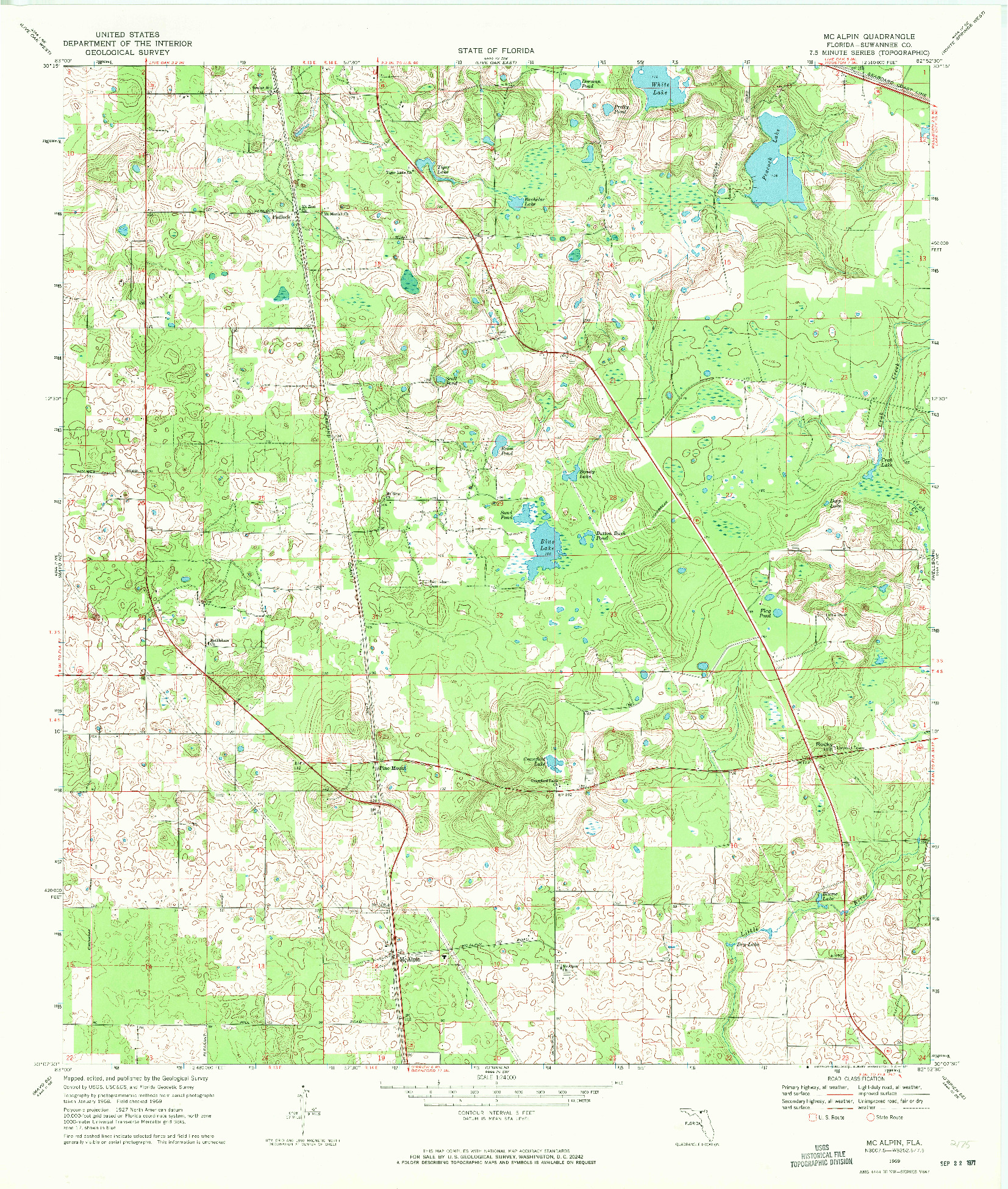 USGS 1:24000-SCALE QUADRANGLE FOR MCALPIN, FL 1969